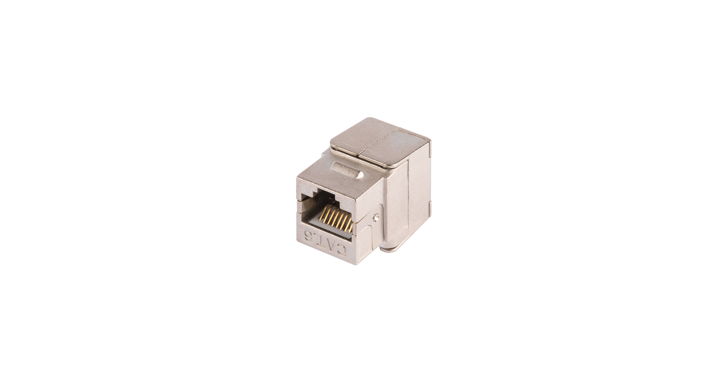 Модуль-вставка NIKOMAX типа Keystone Essential Line, Кат.6 (Класс E), 250МГц, RJ45/8P8C, самозажимной, T568A/B, 180 градусов, полный экран, металлик — фото