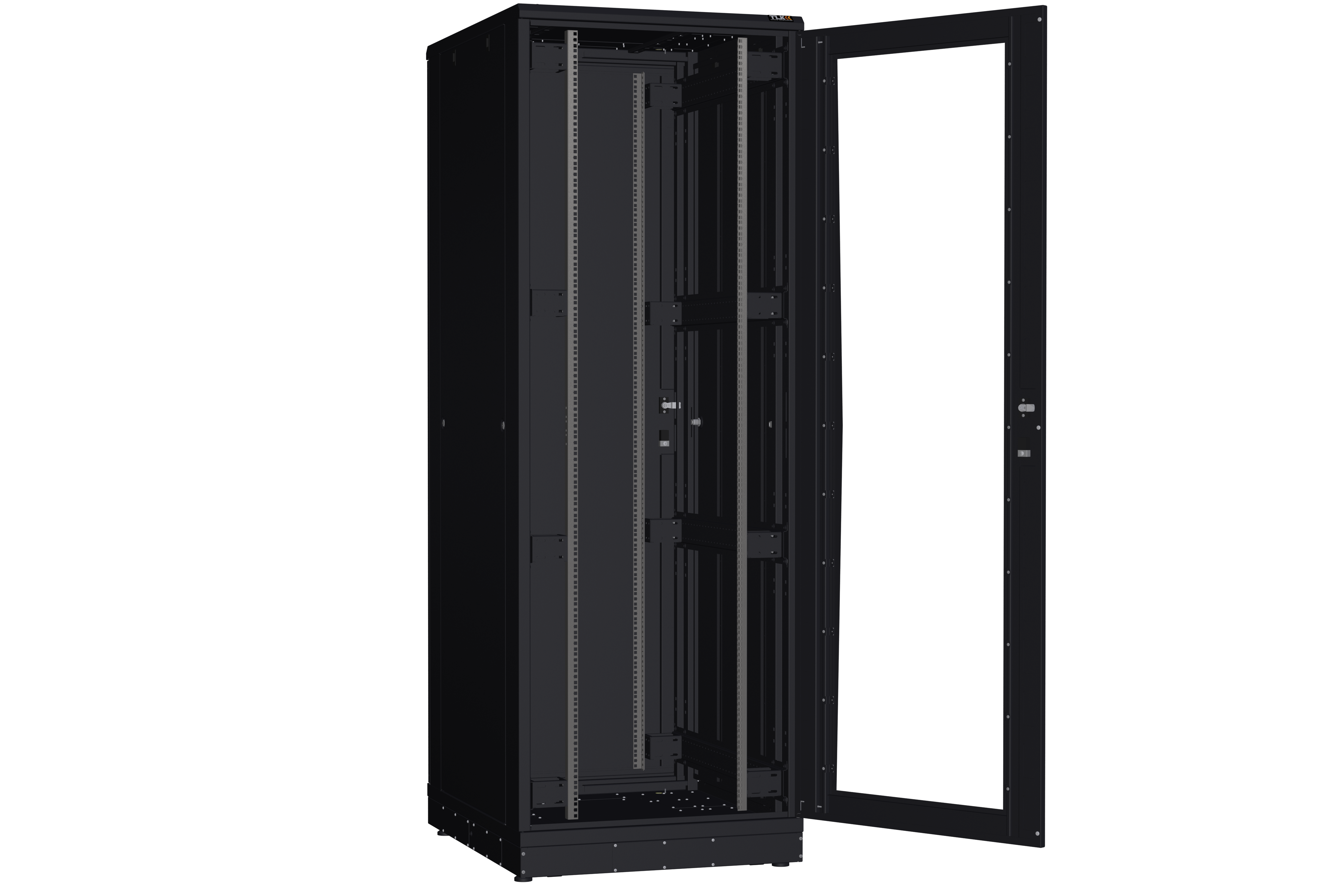 Напольный шкаф NIKOMAX серии TFR-R2 19", 47U, дверь со стеклом и металлическая, металлические стенки, Ш800хВ2232хГ1000мм, в разобранном виде, черный — фото