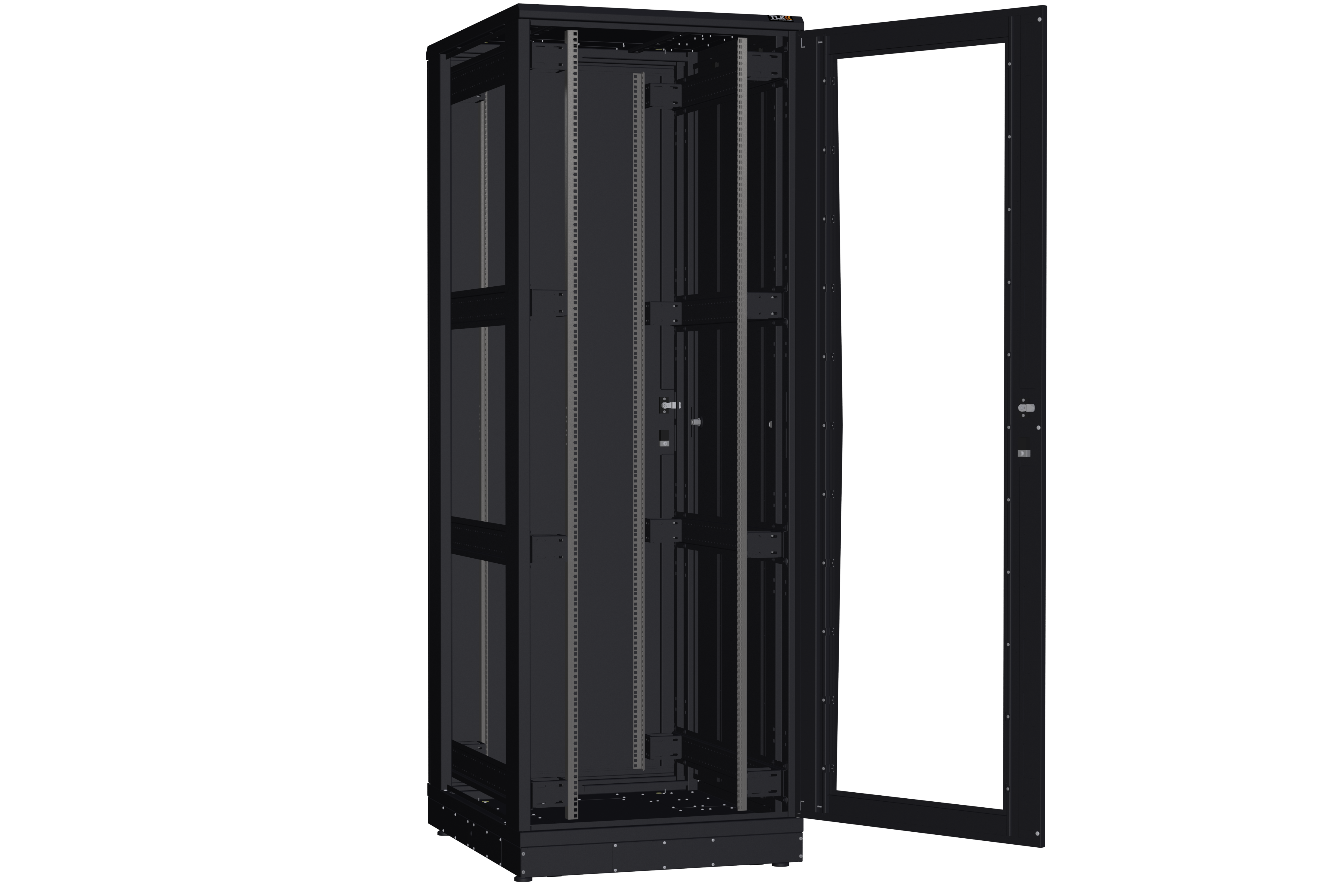 Напольный шкаф NIKOMAX серии TFR-R2 19", 47U, дверь со стеклом и металлическая, металлические стенки, Ш800хВ2232хГ1000мм, в разобранном виде, черный — фото
