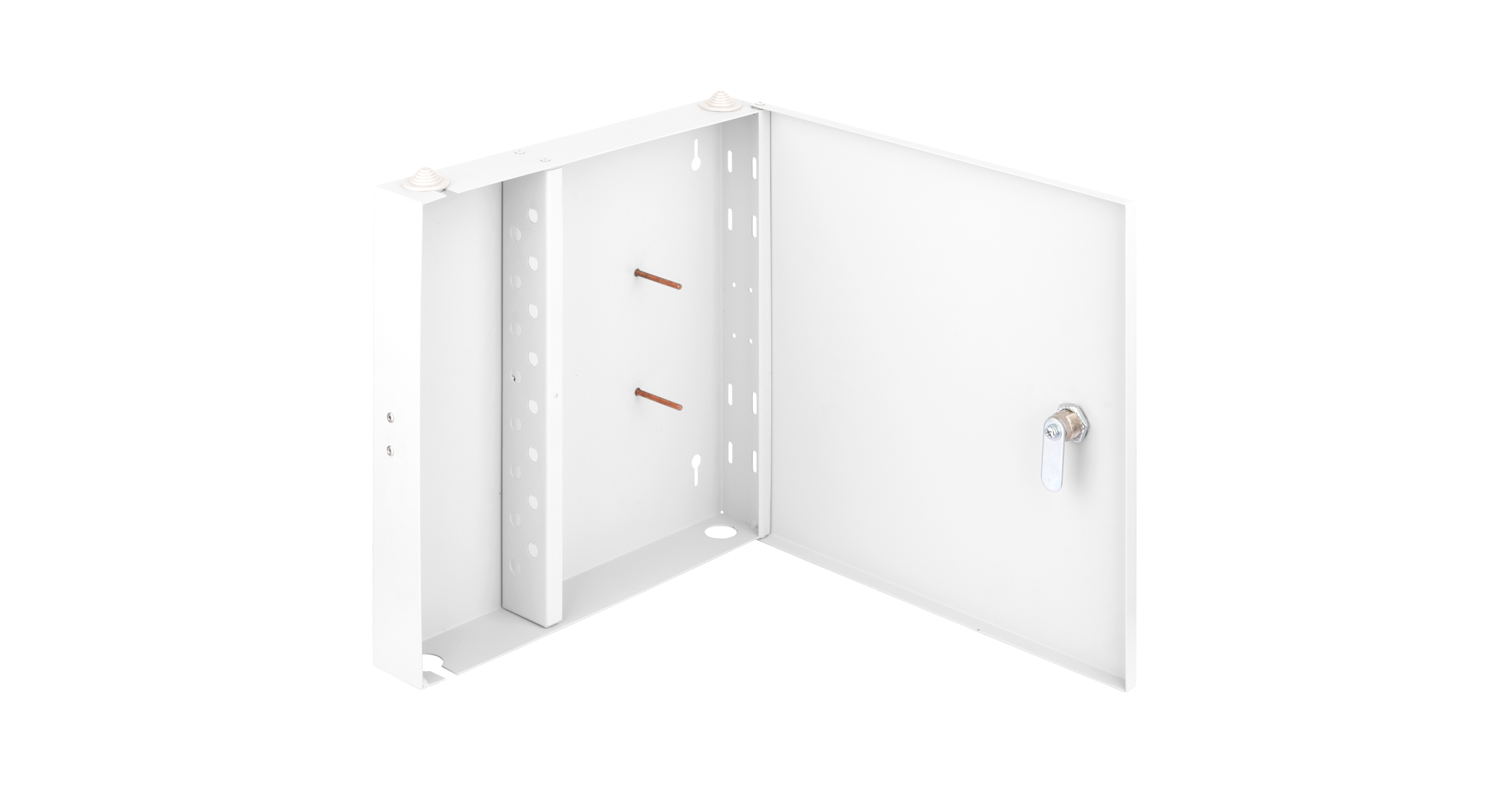 Оптический кросс NIKOMAX Essential Line, настенный, до 16 FC/ST портов, стальной, с ключом, серый, неукомплектованный — фото