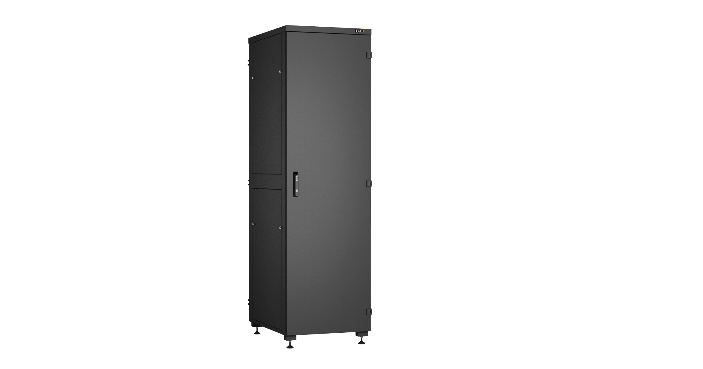 Напольный шкаф NIKOMAX Essential Line серии TFI-R 19", 42U, металлическая передняя и задняя дверь, цельнометаллические двухуровневые стенки, Ш600хВ2042хГ800мм, в разобранном виде, черный RAL9005 — фото