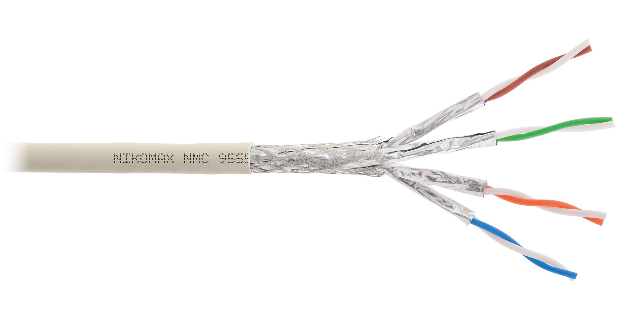 Кабель NIKOMAX S/FTP 4 пары, Кат.6a (Класс Eа), тест по ISO/IEC, 500МГц, одножильный, BC (чистая медь), 23AWG (0,58мм), полимерный материал нг(А)-LSLTx, внутренний, светло-серый, 500м - гарантия: 15 лет / 25 лет системная