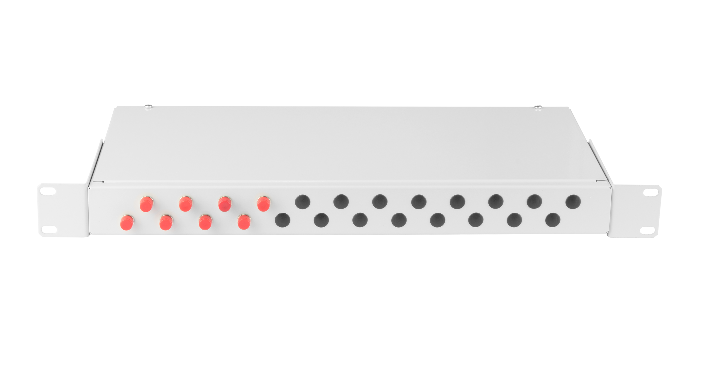 Оптический кросс NIKOMAX 19" Essential Line, 1U, укомплектованный на 8 портов FC/UPC (8 одинарных FC/UPC адаптеров), SM 9/125 OS2, стальной, серый, в комплекте: адаптеры, монтажные шнуры 1м, сплайс-кассета с крышкой, гильзы, заглушки