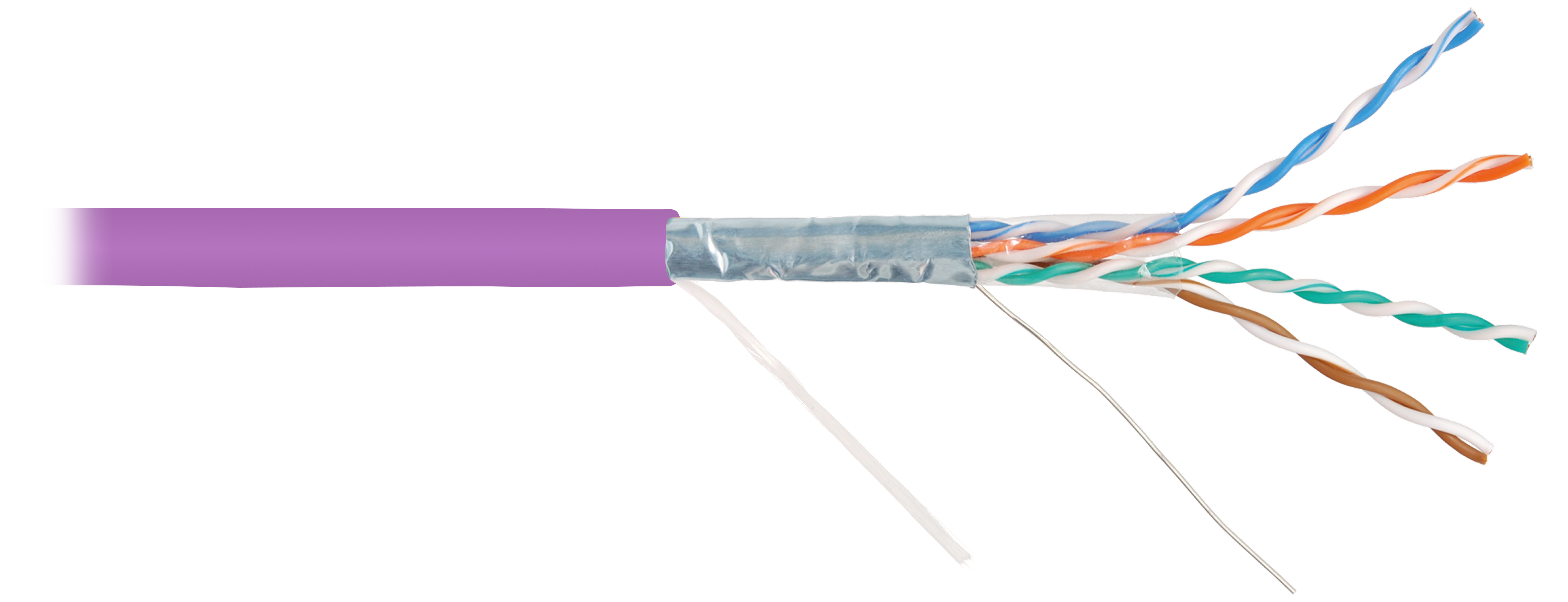 Кабель NIKOMAX F/UTP 4 пары, Кат.5e (Класс D), 100МГц, многожильный, BC (чистая медь), 26AWG (7х0,16мм), полимерный материал нг(A)-HF, внутренний, фиолетовый, 100м - гарантия: 1 год