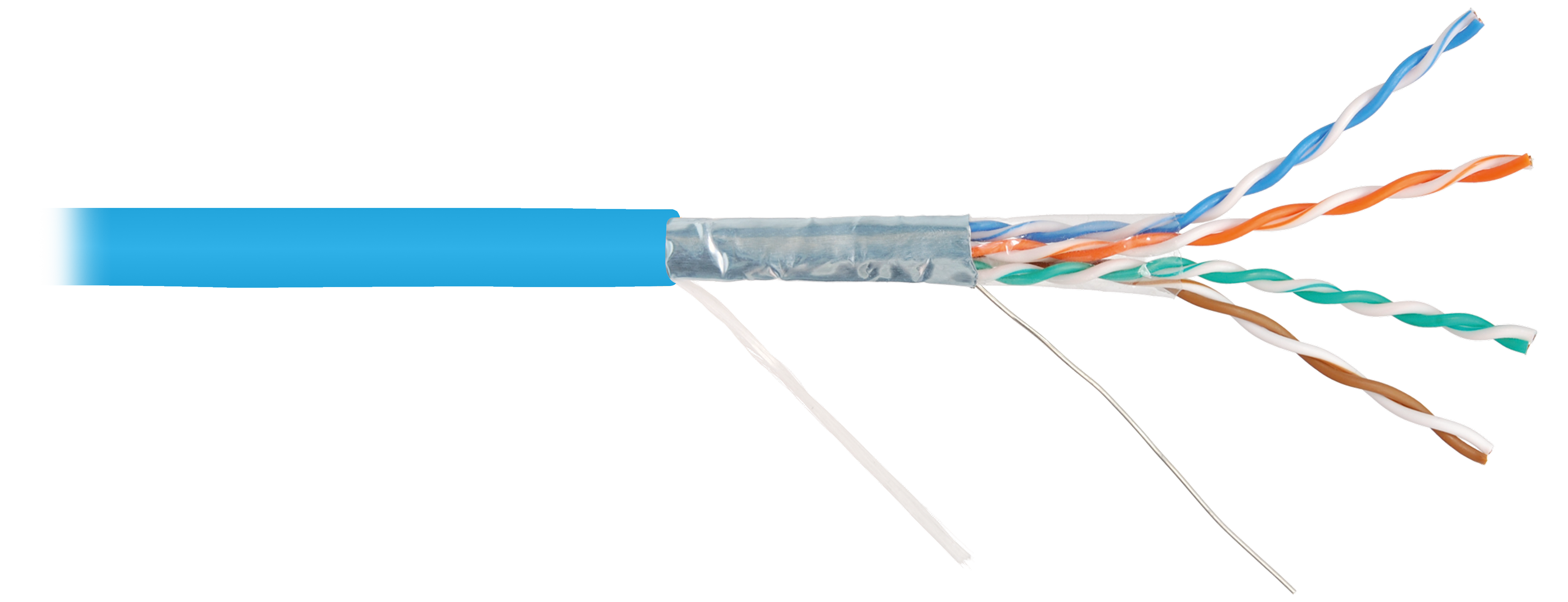 Кабель NIKOMAX F/UTP 4 пары, Кат.5e (Класс D), 100МГц, многожильный, BC (чистая медь), 26AWG (7х0,16мм), полимерный материал нг(A)-HF, внутренний, голубой, 100м - гарантия: 1 год