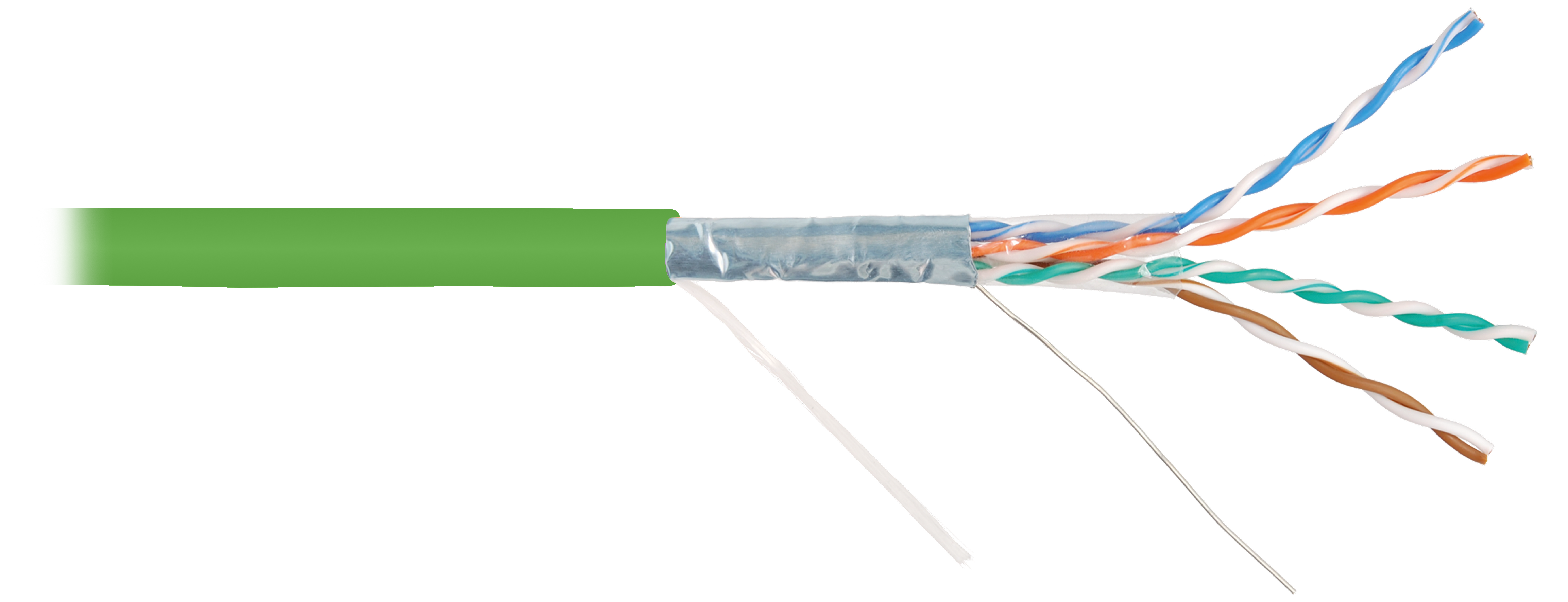 Кабель NIKOMAX F/UTP 4 пары, Кат.5e (Класс D), 100МГц, многожильный, BC (чистая медь), 26AWG (7х0,16мм), полимерный материал нг(A)-HF, внутренний, салатовый, 100м - гарантия: 1 год