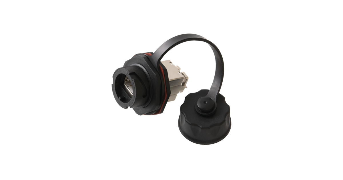 Индустриальный модуль-вставка NIKOMAX, Кат.6a (Класс Ea), 500МГц, RJ45/8P8C, 110/KRONE, T568A/B, экранированный, IP67, с защитной крышкой, черный — фото