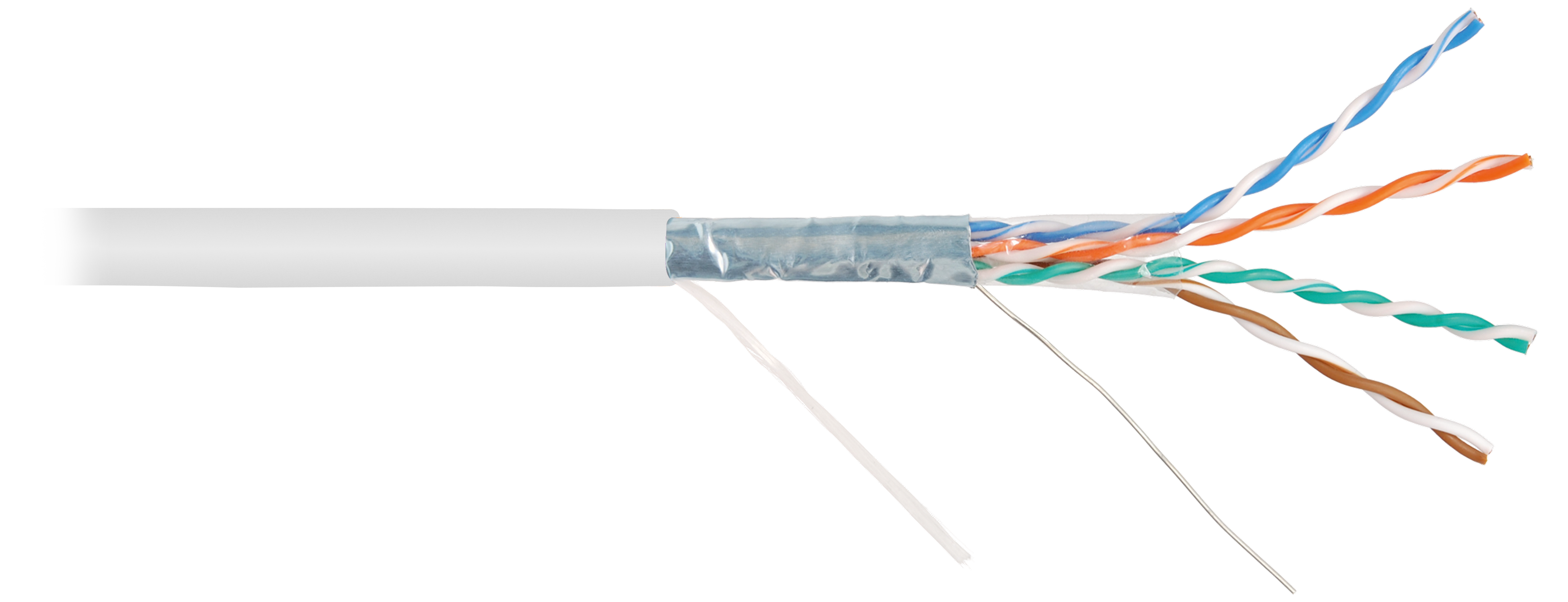 Кабель NIKOMAX F/UTP 4 пары, Кат.5e (Класс D), 100МГц, многожильный, BC (чистая медь), 26AWG (7х0,16мм), полимерный материал нг(A)-HF, внутренний, белый, 100м - гарантия: 1 год