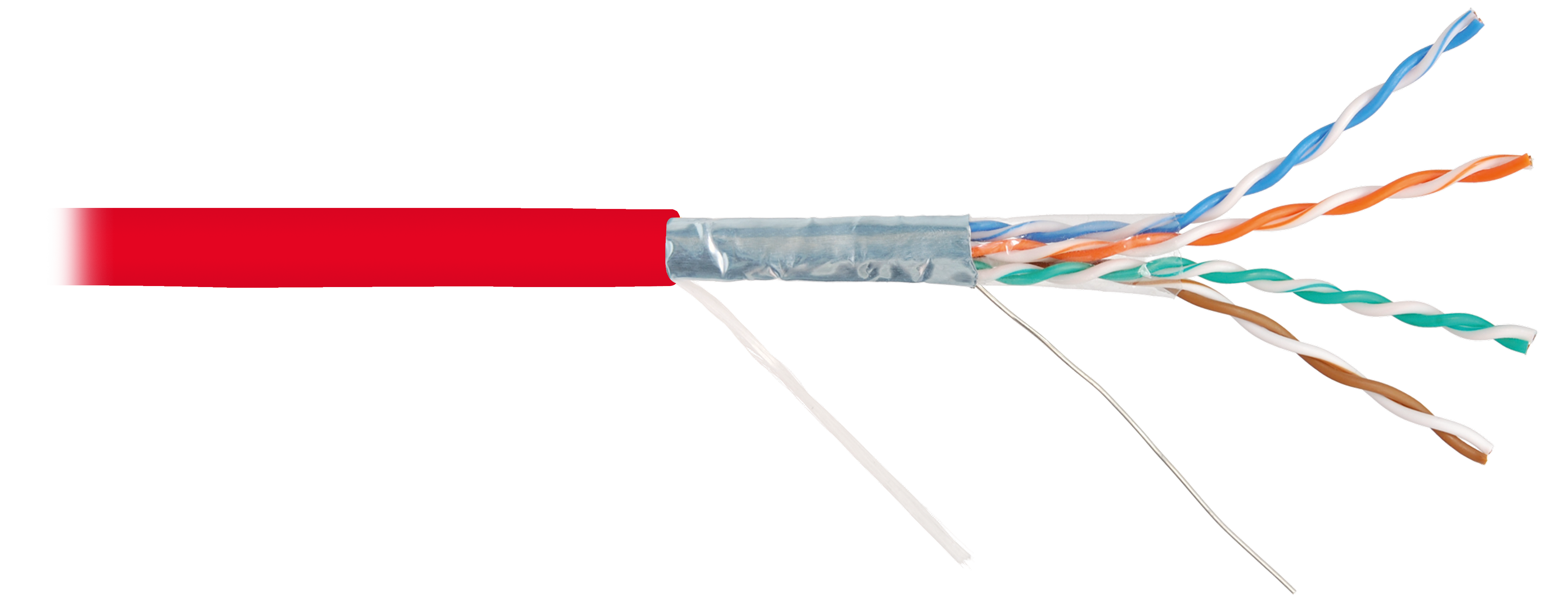 Кабель NIKOMAX F/UTP 4 пары, Кат.5e (Класс D), 100МГц, многожильный, BC (чистая медь), 26AWG (7х0,16мм), полимерный материал нг(A)-HF, внутренний, красный, 100м - гарантия: 1 год