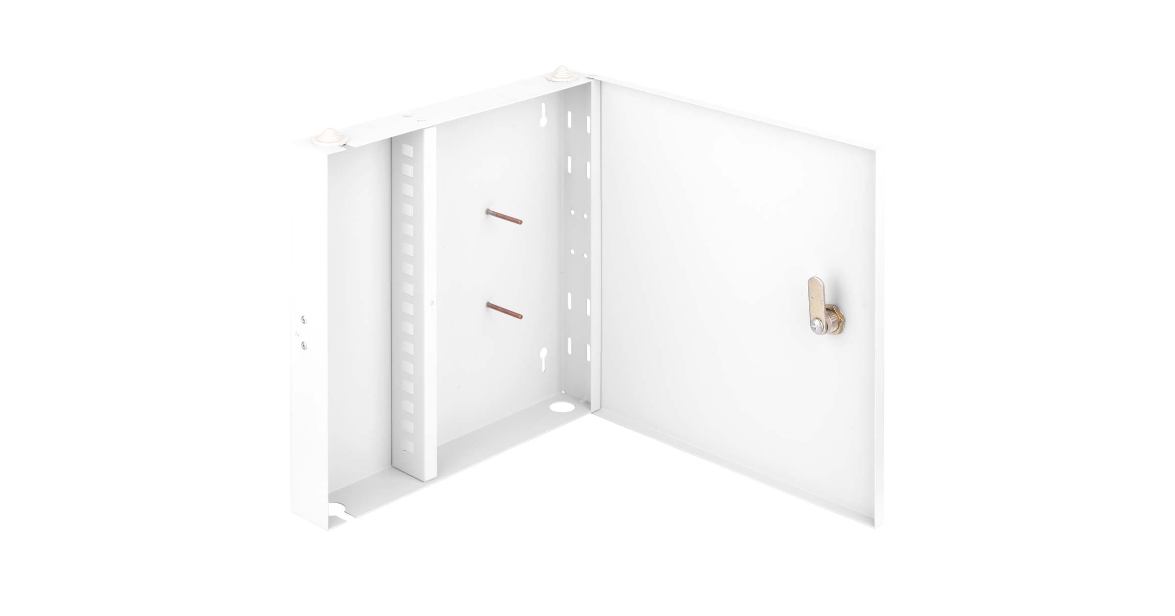 Оптический кросс NIKOMAX Essential Line, настенный, до 16 SC портов или 32 LC портов, стальной, с ключом, серый, неукомплектованный — фото