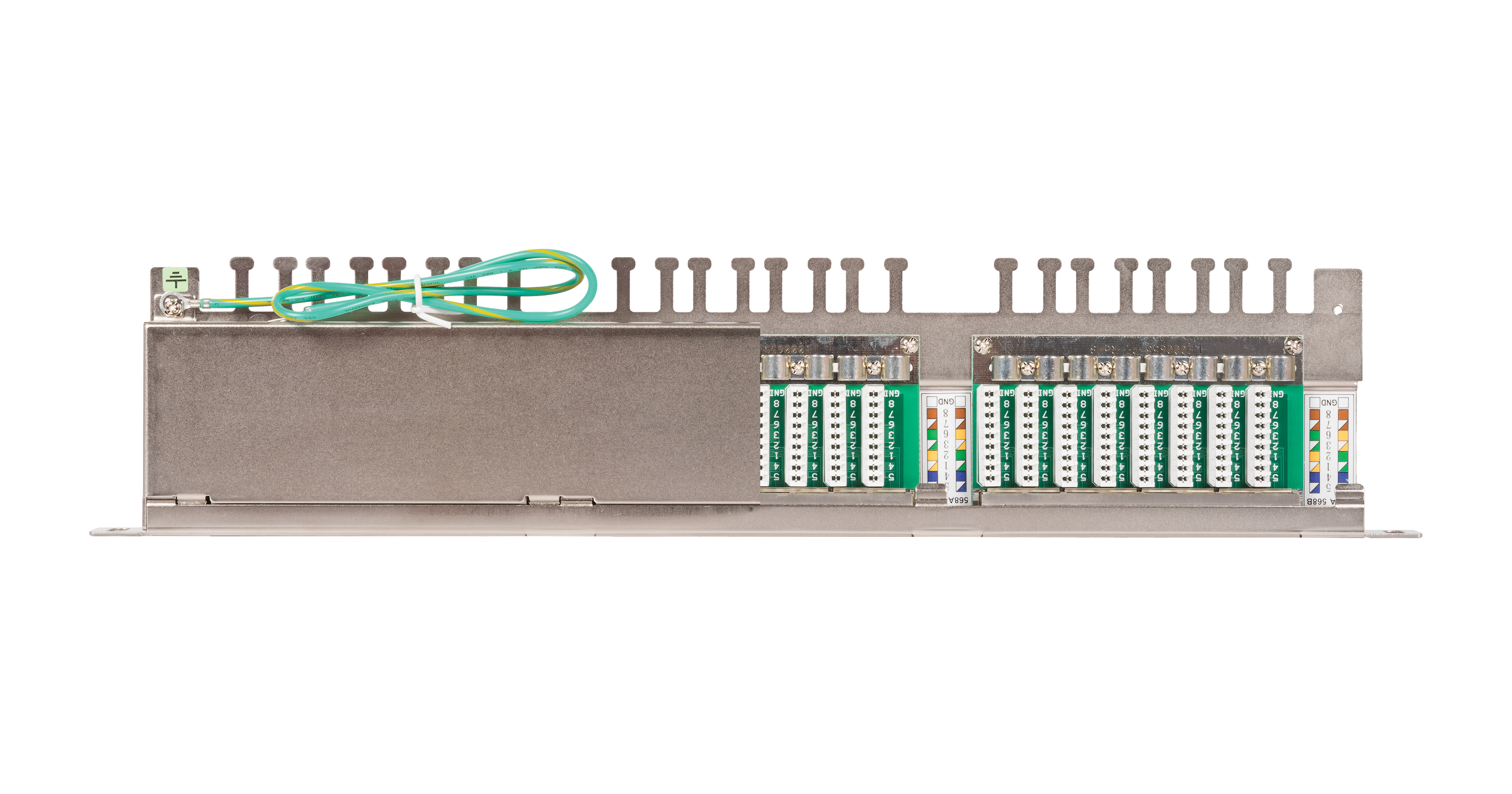 Коммутационная панель NIKOMAX 19", 0,5U, 24 порта, Кат.5e (Класс D), 100МГц, RJ45/8P8C, 110/KRONE, T568A/B, полный экран, с органайзером, металлик - гарантия: 5 лет расширенная / 25 лет системная — фото