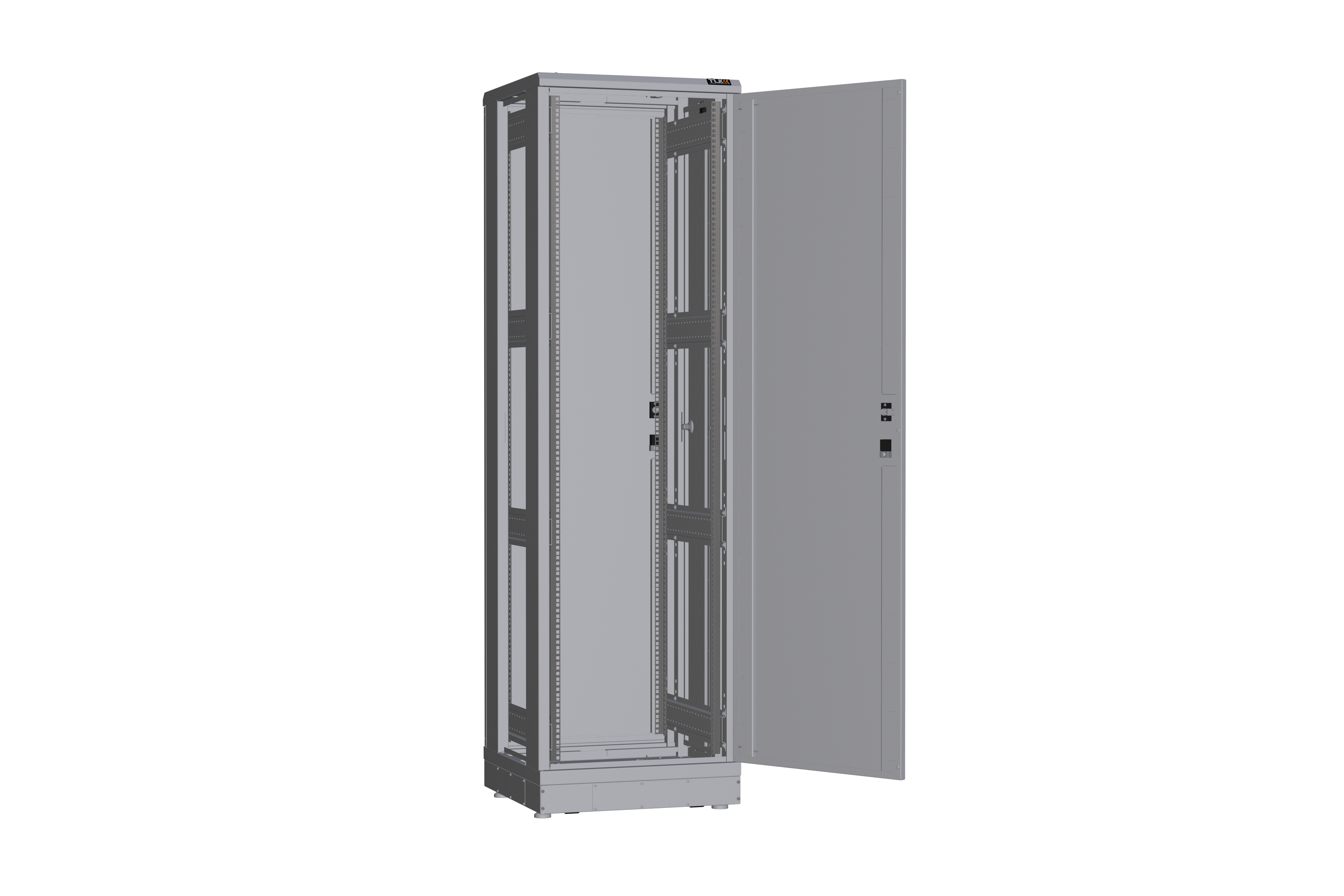 Напольный шкаф NIKOMAX серии TFR-R2 19", 42U, металлические двери, металлические стенки, Ш600хВ2010хГ600мм, в разобранном виде, серый — фото