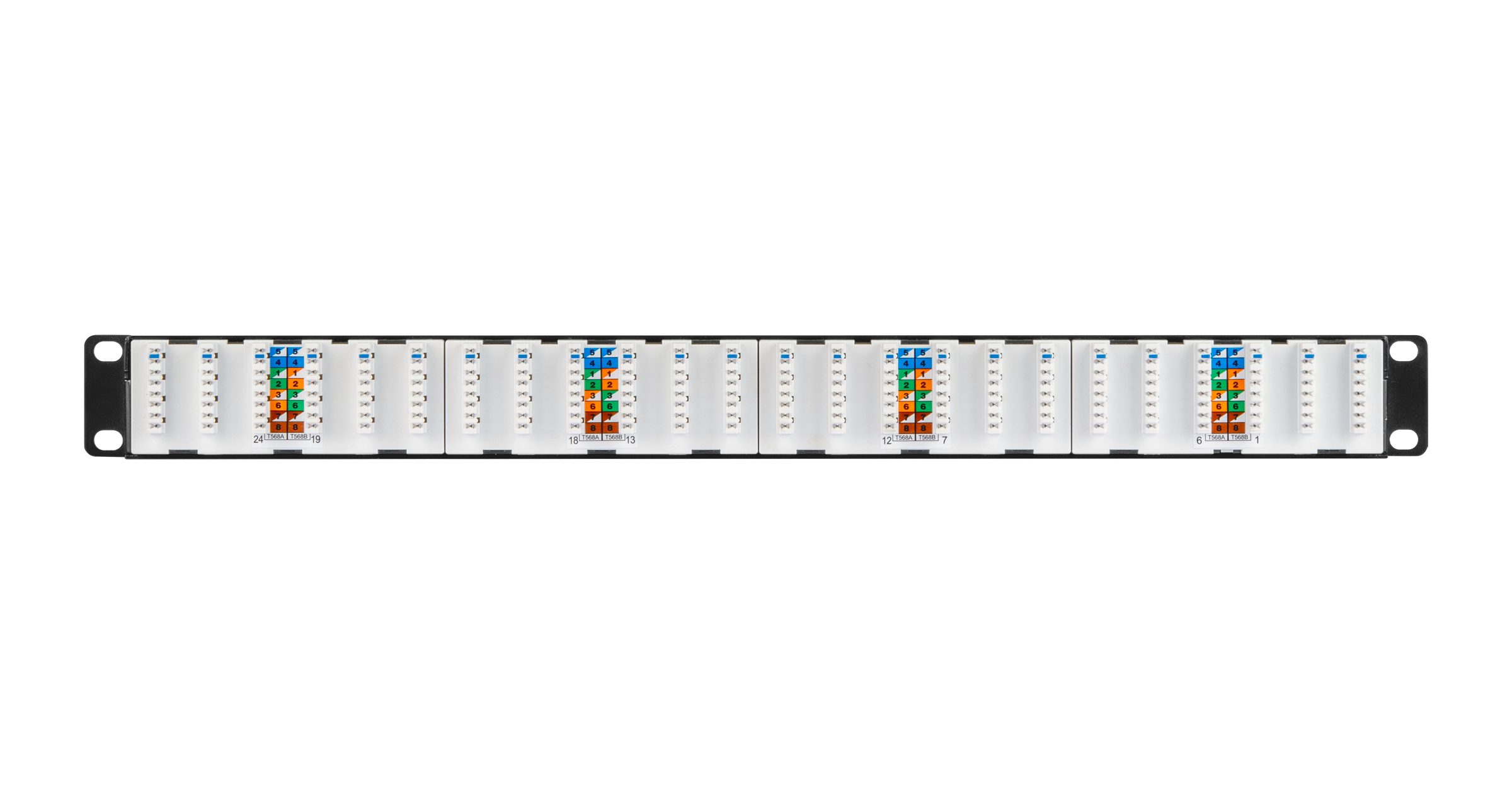 Коммутационная панель NIKOMAX 19", 1U, 24 порта, Кат.6a (Класс Ea), 500МГц, RJ45/8P8C, 110/KRONE, T568A/B, неэкранированная, с органайзером, черная - гарантия: 5 лет расширенная / 25 лет системная — фото