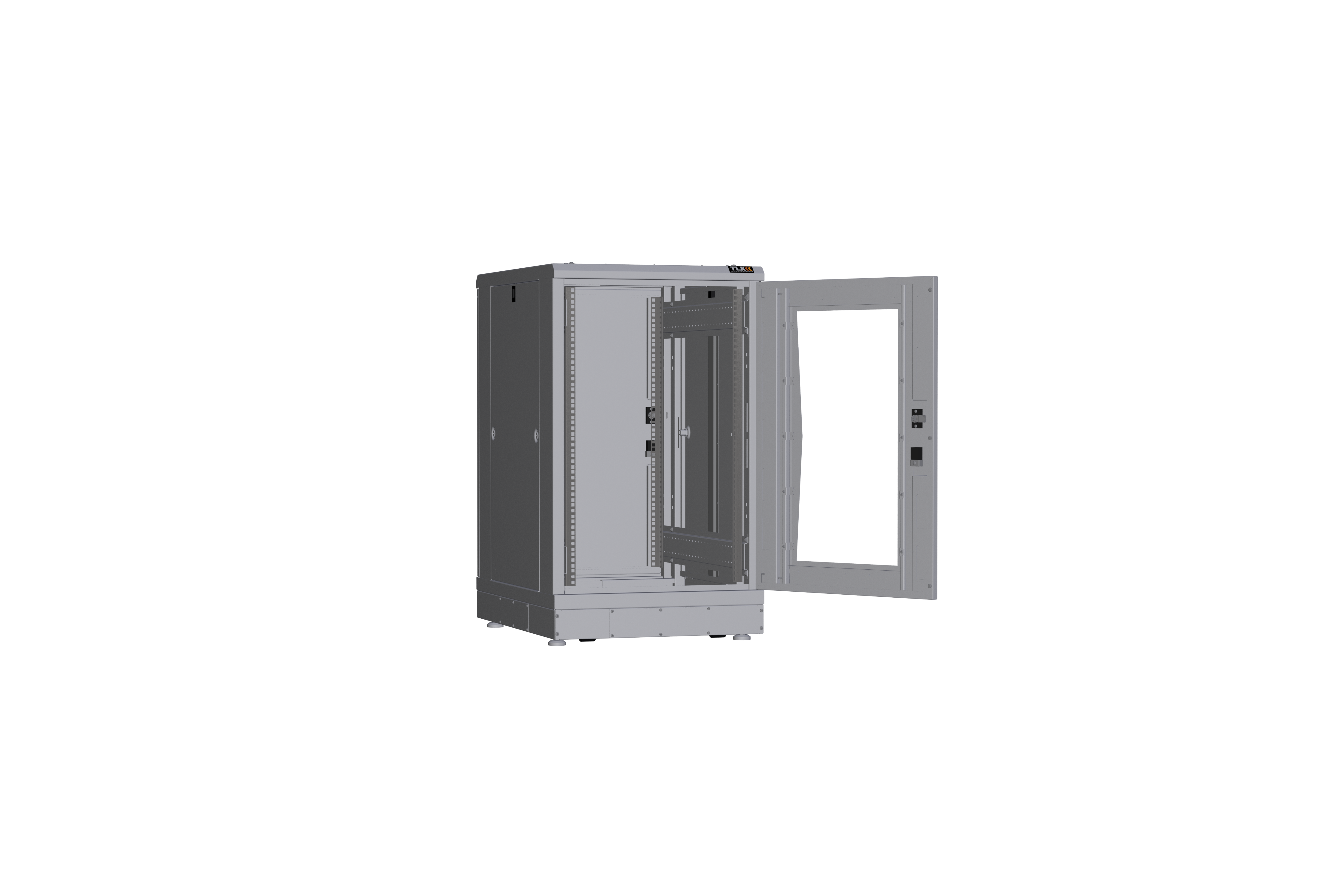 Напольный шкаф NIKOMAX серии TFR-R2 19", 18U, дверь со стеклом и металлическая, металлические стенки, Ш600хВ1007хГ800мм, в разобранном виде, серый — фото