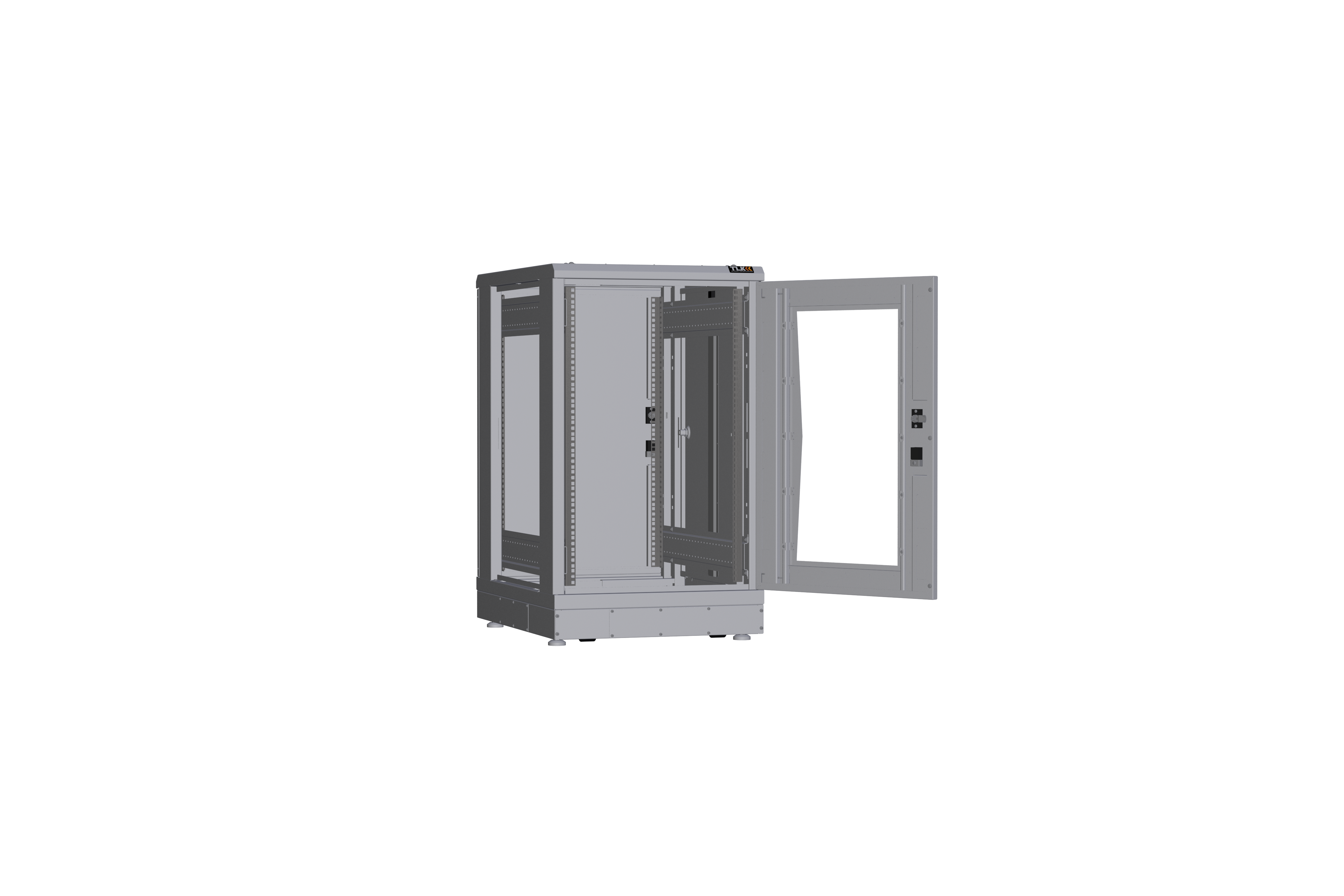 Напольный шкаф NIKOMAX серии TFR-R2 19", 18U, дверь со стеклом и металлическая, металлические стенки, Ш600хВ1007хГ800мм, в разобранном виде, серый — фото