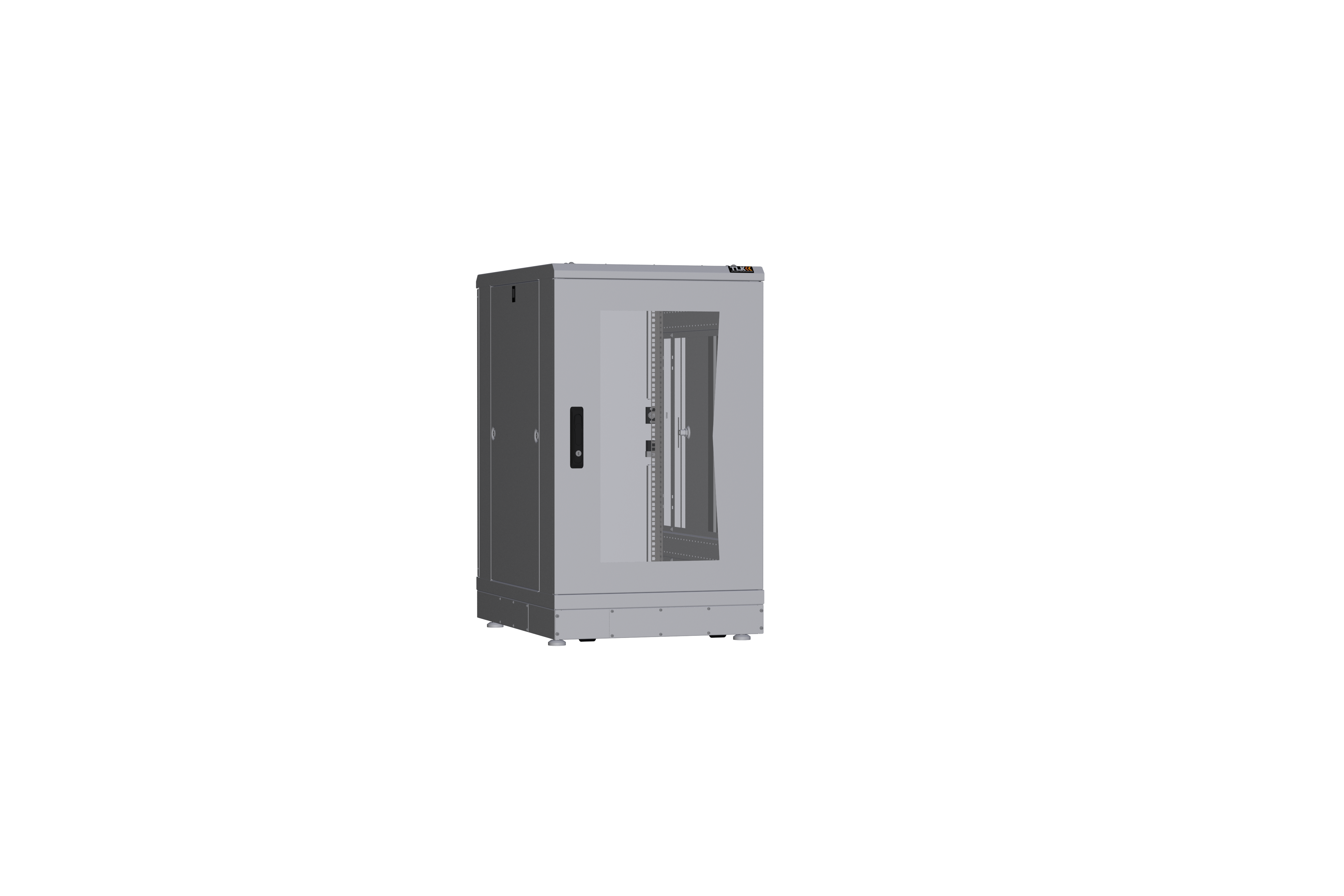 Напольный шкаф NIKOMAX серии TFR-R2 19", 18U, дверь со стеклом и металлическая, металлические стенки, Ш600хВ1007хГ800мм, в разобранном виде, серый — фото