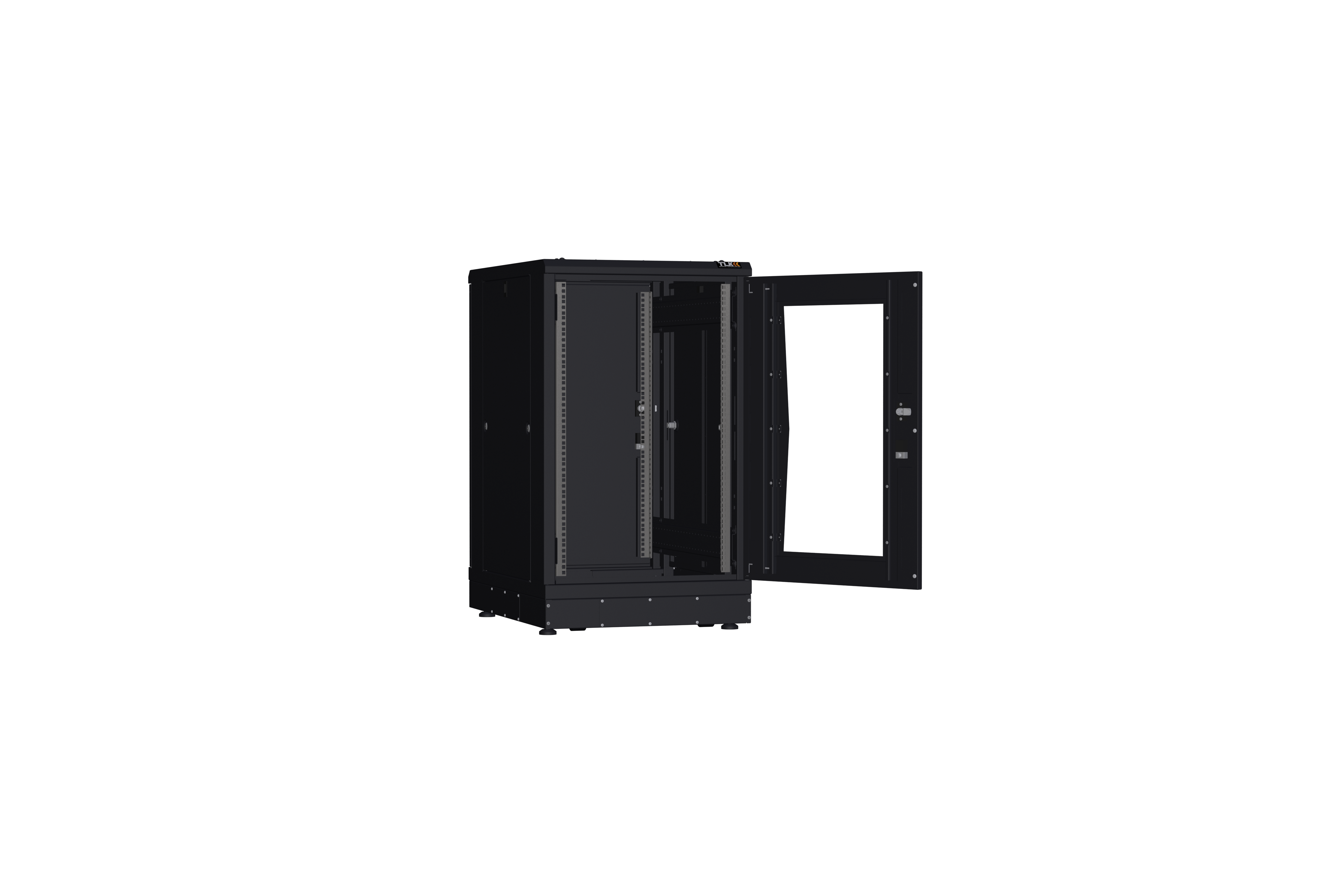 Напольный шкаф NIKOMAX серии TFR-R2 19", 18U, дверь со стеклом и металлическая, металлические стенки, Ш600хВ1007хГ800мм, в разобранном виде, черный — фото