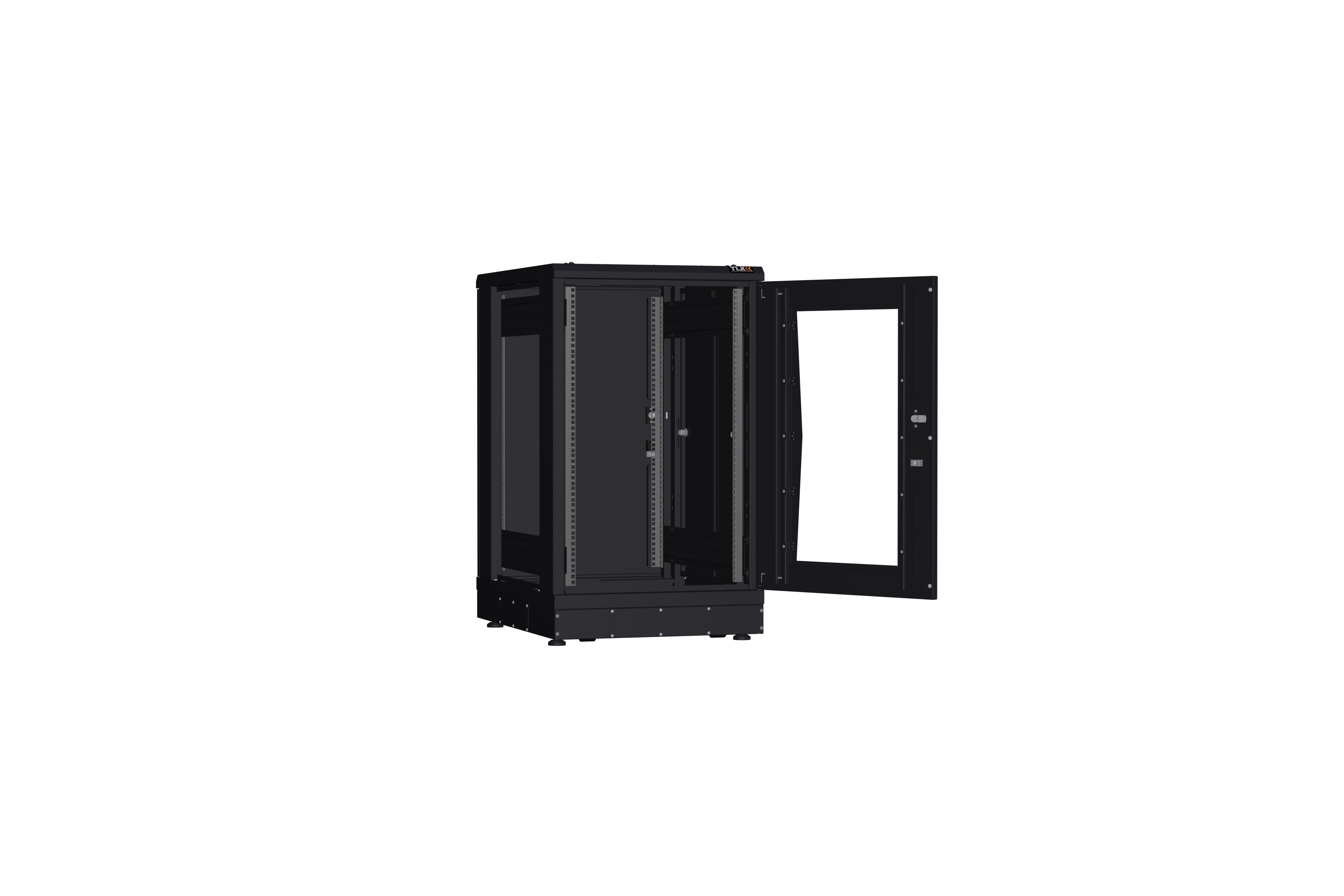 Напольный шкаф NIKOMAX серии TFR-R2 19", 18U, дверь со стеклом и металлическая, металлические стенки, Ш600хВ1007хГ800мм, в разобранном виде, черный — фото