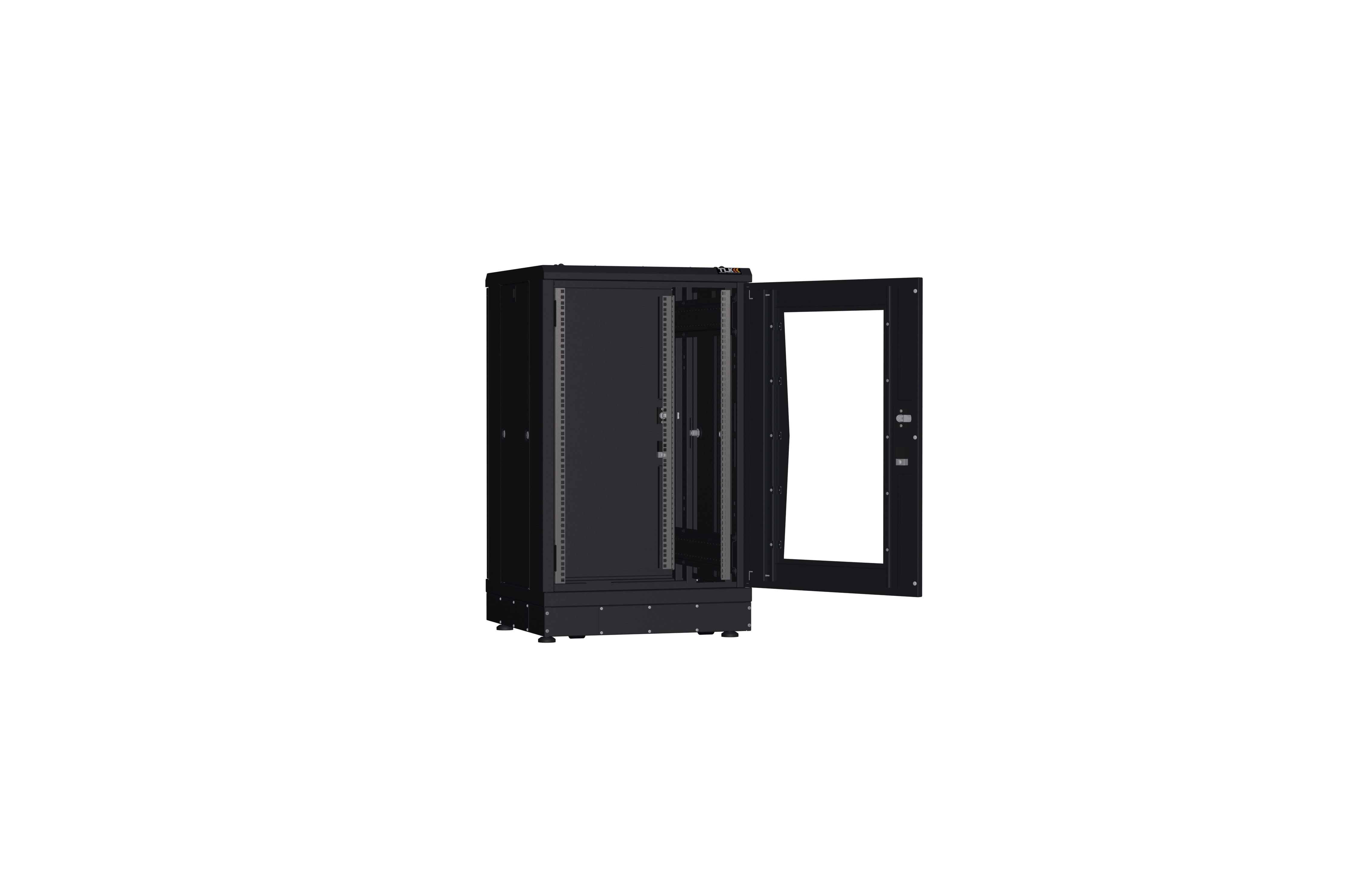 Напольный шкаф NIKOMAX серии TFR-R2 19", 18U, стеклянная дверь, металлические стенки, Ш600хВ1007хГ600мм, в разобранном виде,черный — фото
