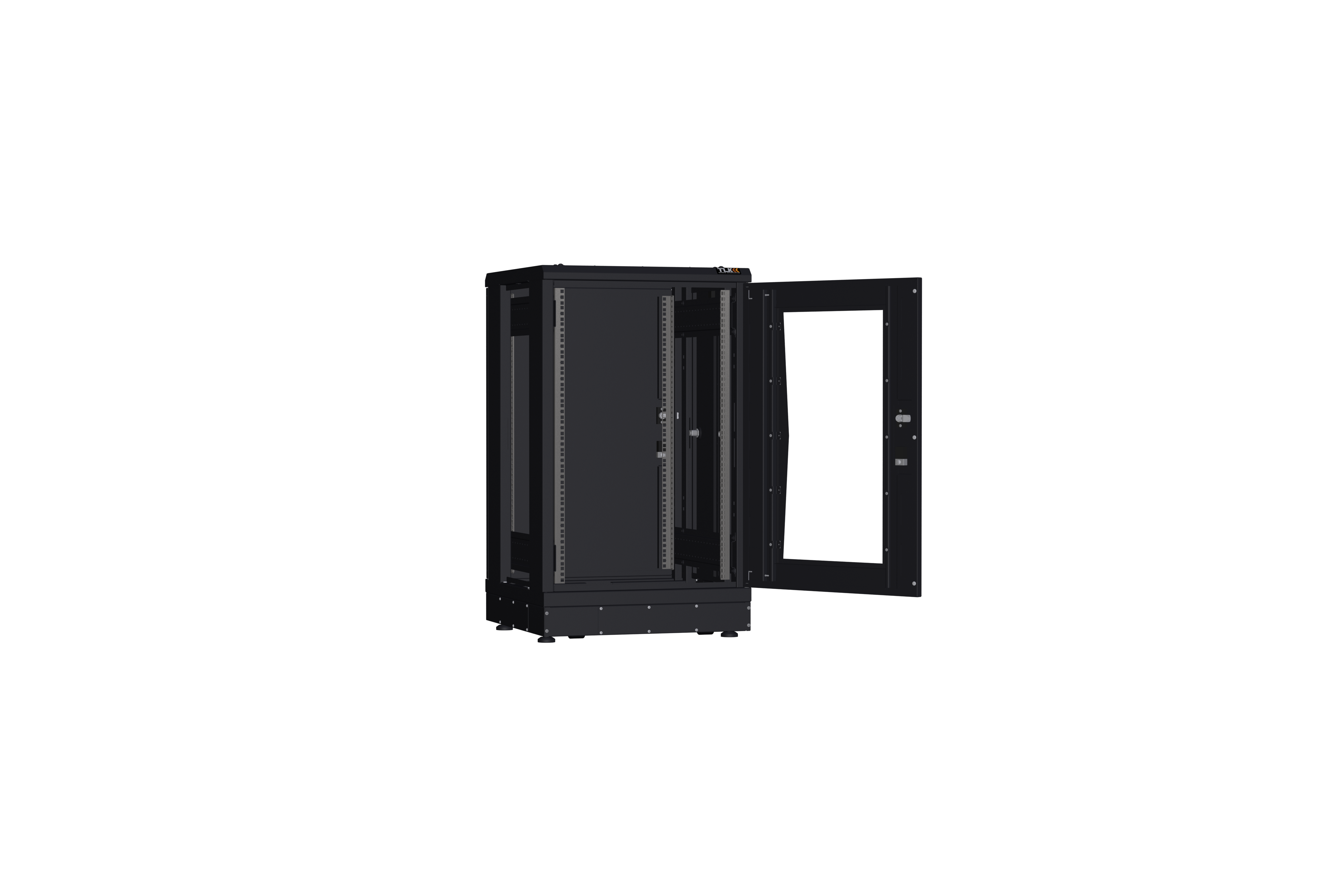 Напольный шкаф NIKOMAX серии TFR-R2 19", 18U, стеклянная дверь, металлические стенки, Ш600хВ1007хГ600мм, в разобранном виде,черный — фото