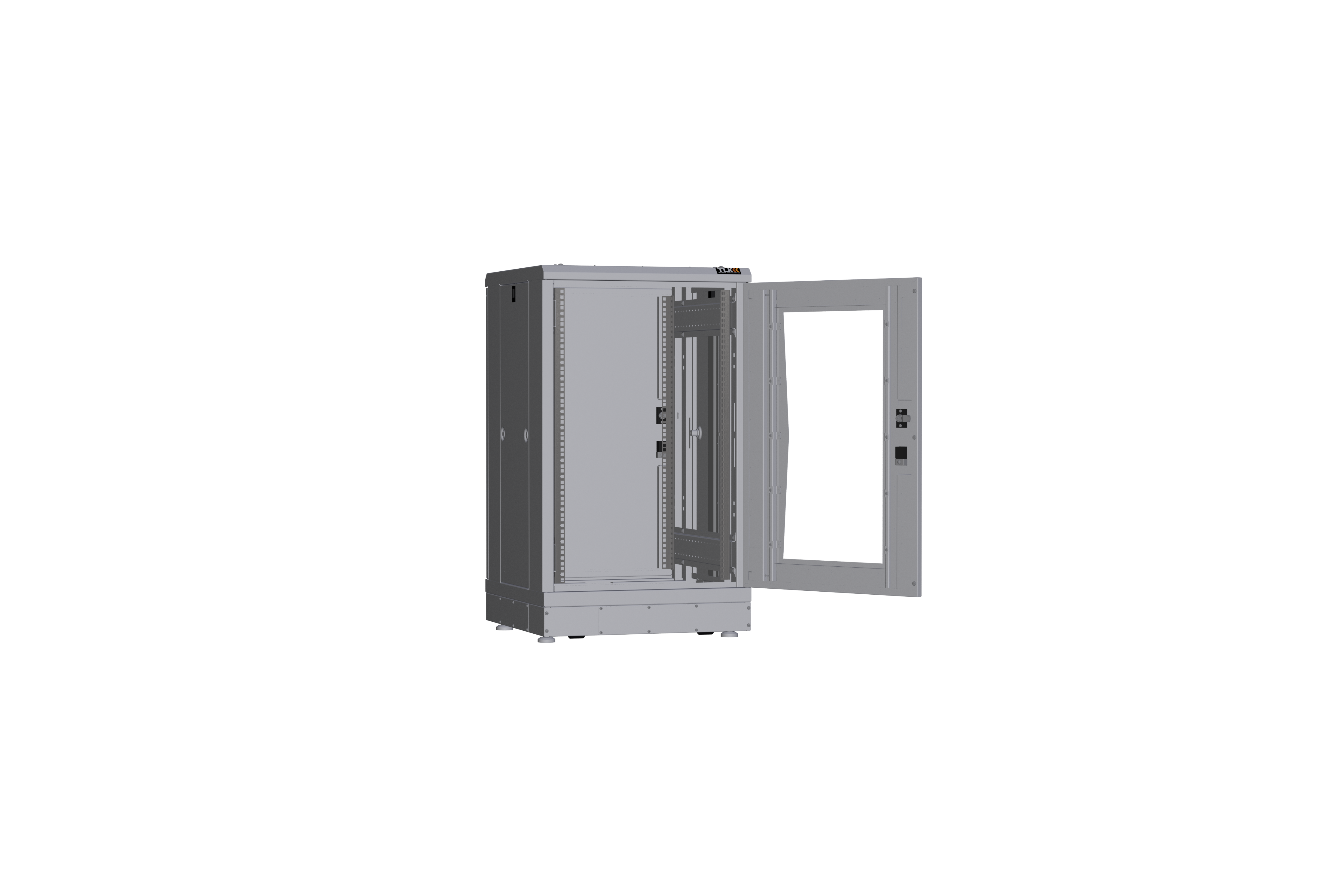 Напольный шкаф NIKOMAX серии TFR-R2 19", 18U, дверь со стеклом и металлическая, металлические стенки, Ш600хВ1007хГ600мм, в разобранном виде, серый — фото