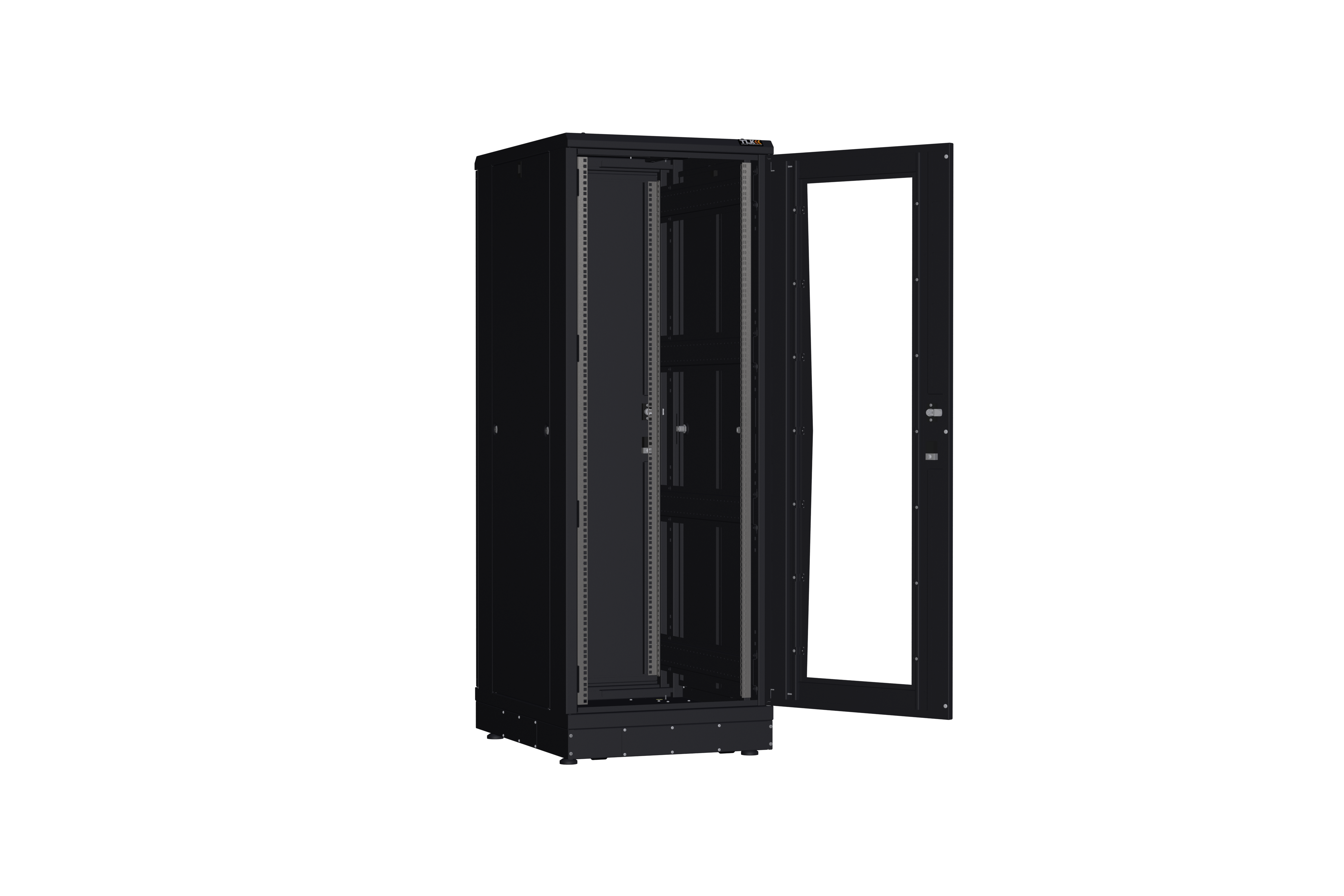 Напольный шкаф NIKOMAX серии TFR-R2 19", 33U, дверь со стеклом и металлическая, металлические стенки, Ш600хВ1610хГ800мм, в разобранном виде, черный — фото