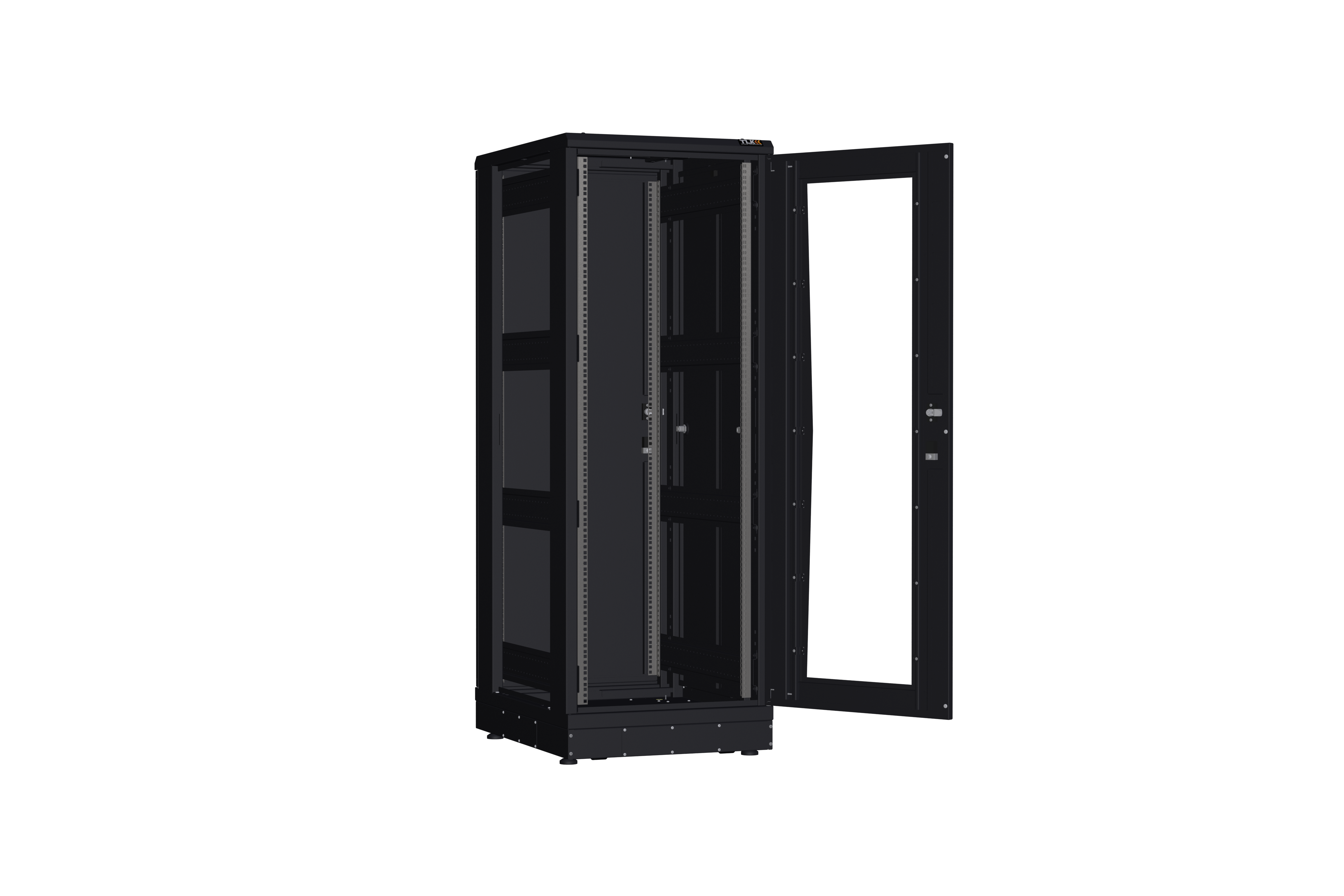 Напольный шкаф NIKOMAX серии TFR-R2 19", 33U, дверь со стеклом и металлическая, металлические стенки, Ш600хВ1610хГ800мм, в разобранном виде, черный — фото