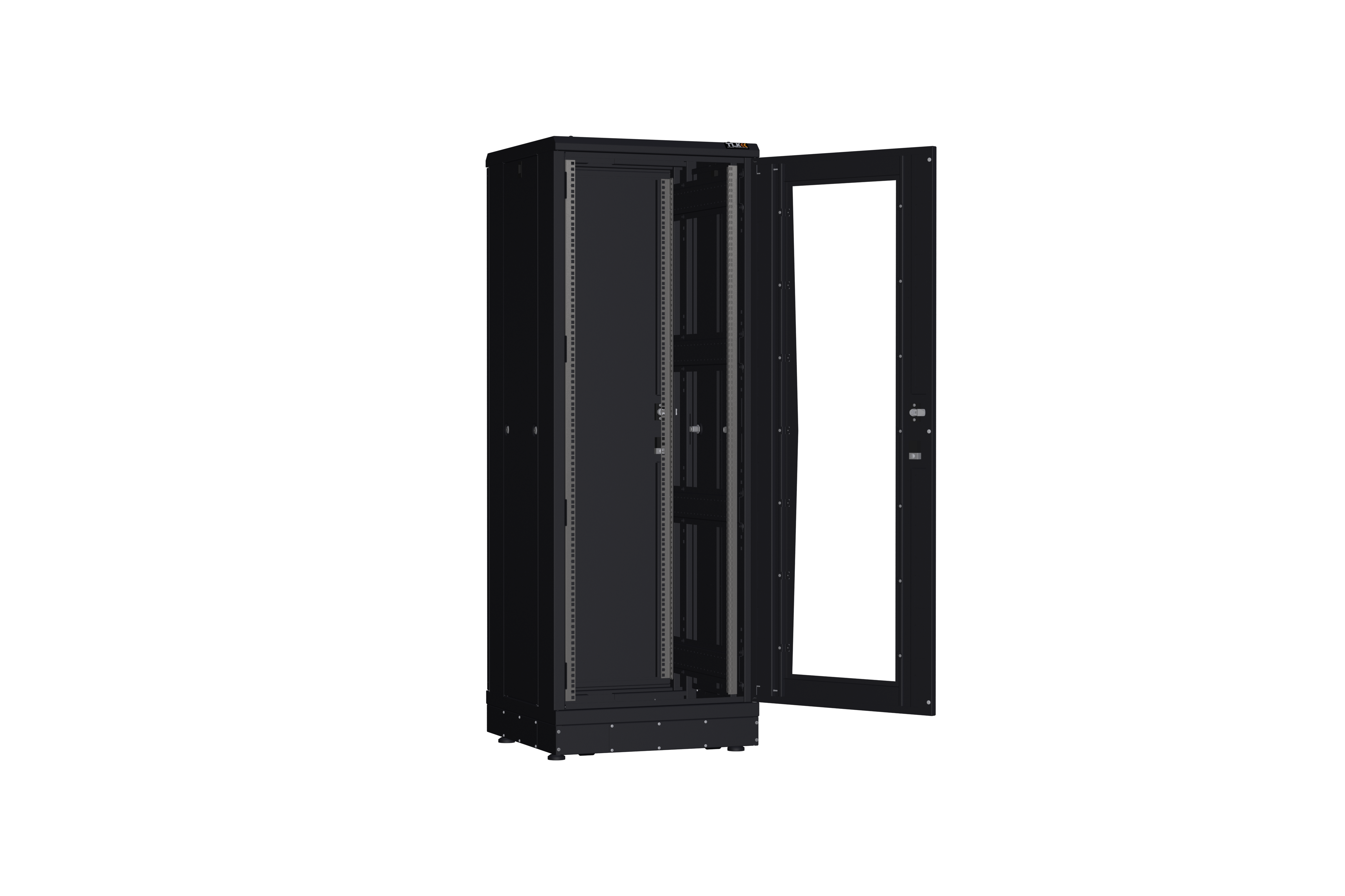 Напольный шкаф NIKOMAX серии TFR-R2 19", 33U, дверь со стеклом и металлическая, металлические стенки, Ш600хВ1612хГ600мм, в разобранном виде, черный — фото