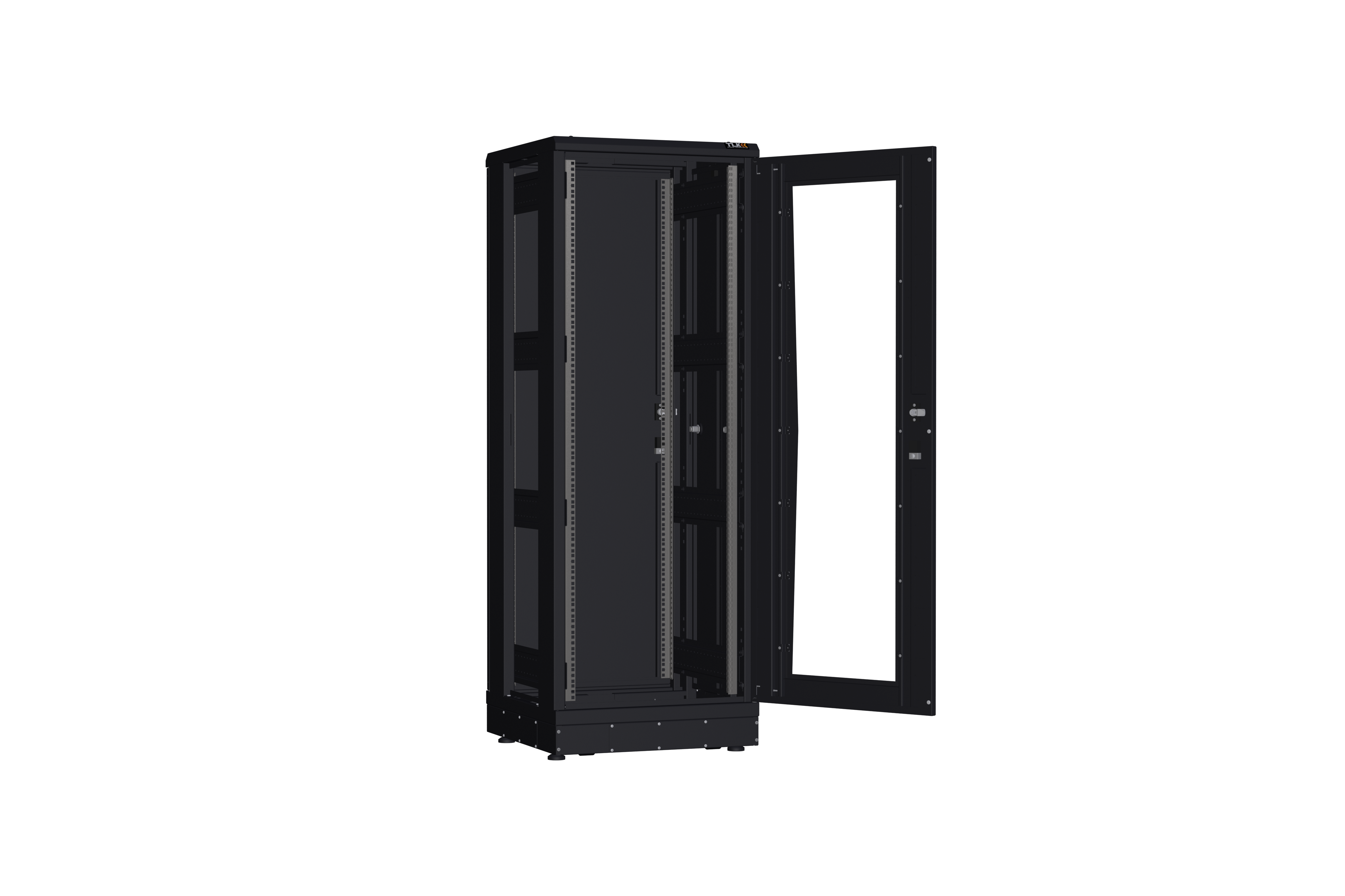 Напольный шкаф NIKOMAX серии TFR-R2 19", 33U, дверь со стеклом и металлическая, металлические стенки, Ш600хВ1612хГ600мм, в разобранном виде, черный — фото