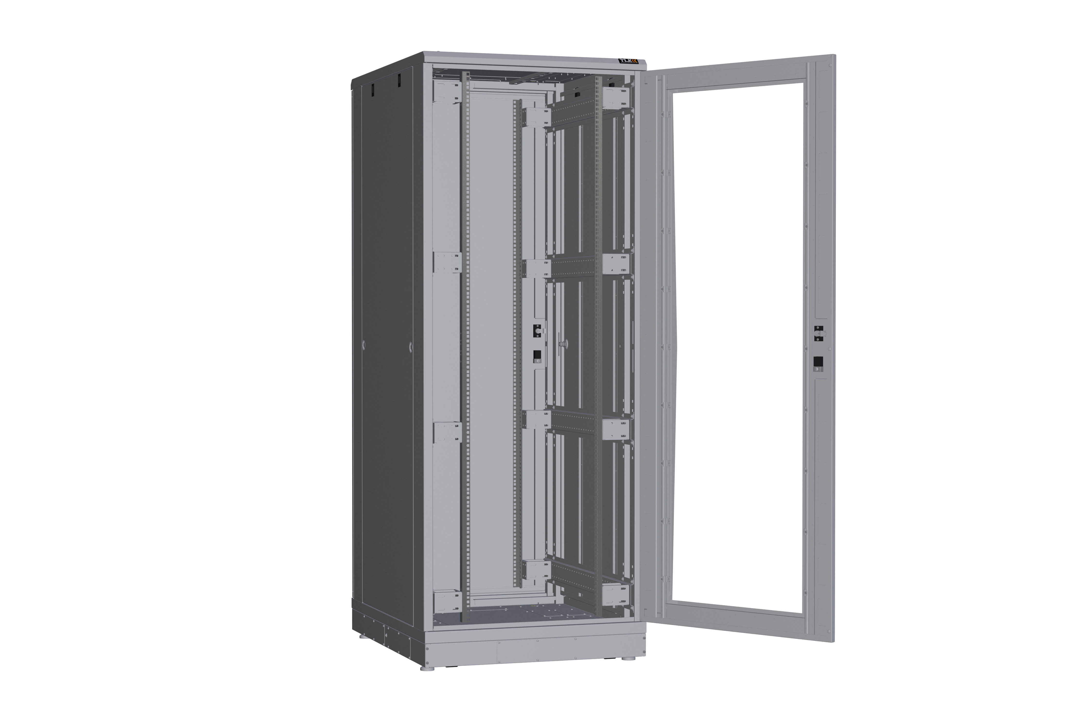Напольный шкаф NIKOMAX серии TFR-R2 19", 42U, дверь со стеклом и металлическая, металлические стенки, Ш800хВ2010хГ1000мм, в разобранном виде, серый — фото