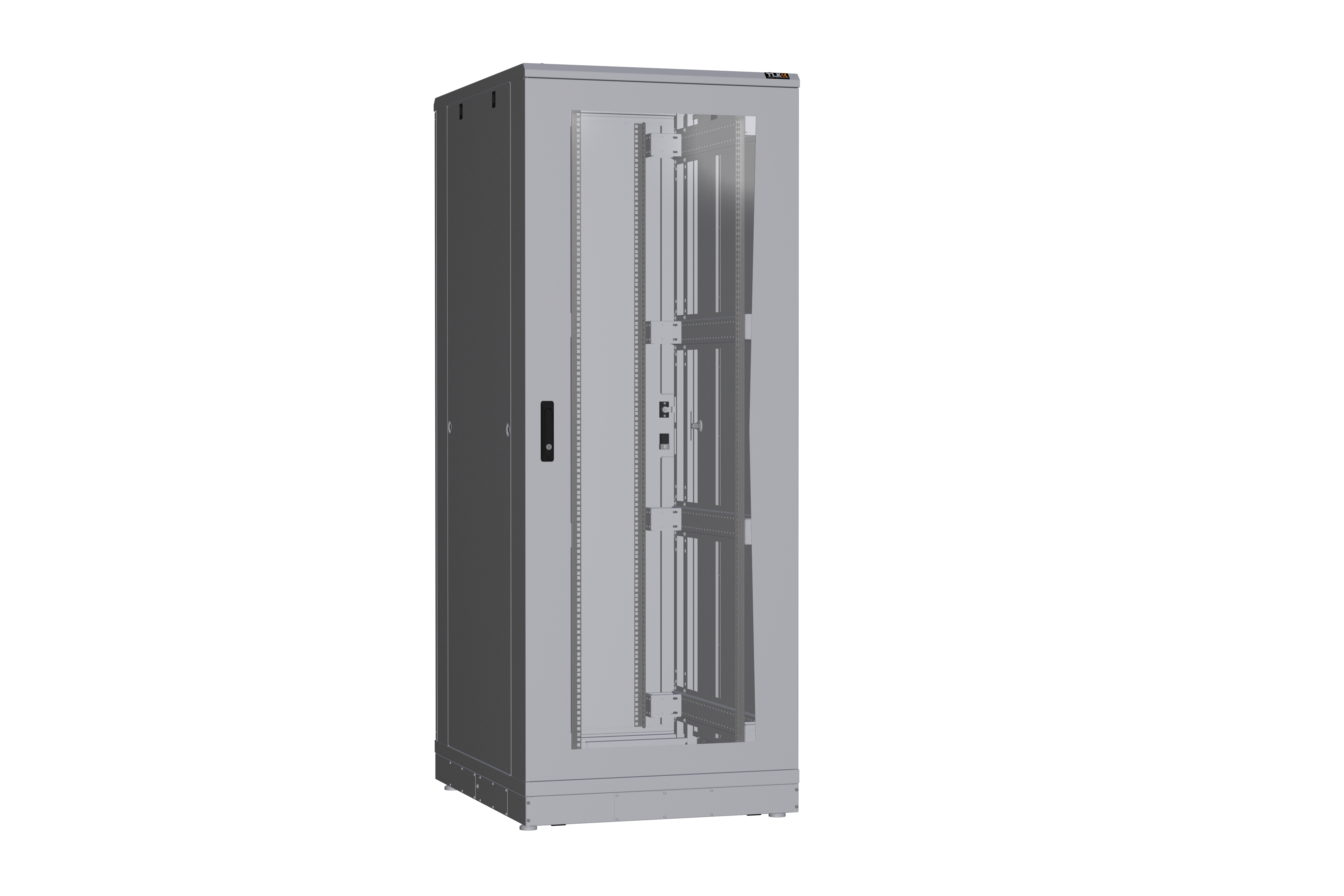 Напольный шкаф NIKOMAX серии TFR-R2 19", 42U, дверь со стеклом и металлическая, металлические стенки, Ш800хВ2010хГ1000мм, в разобранном виде, серый — фото