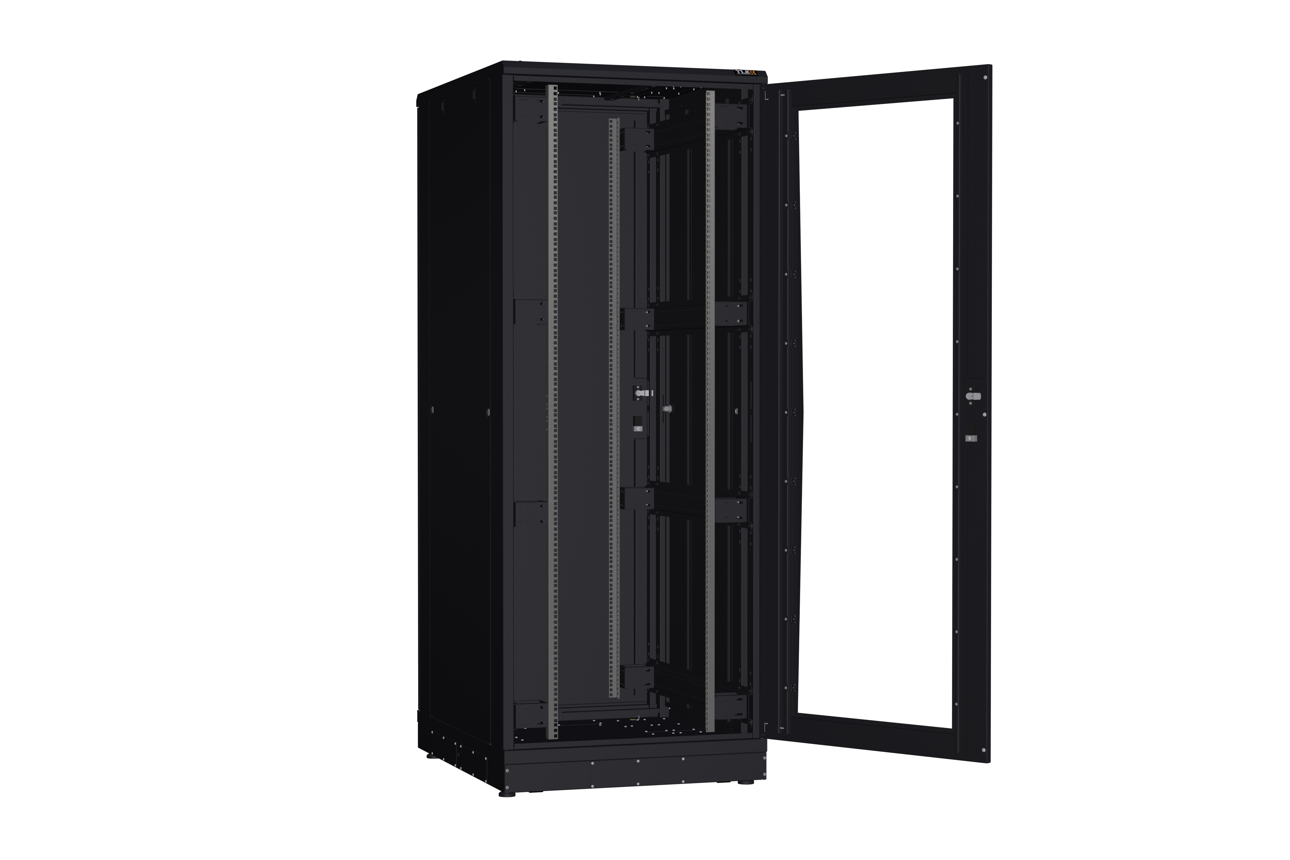 Напольный шкаф NIKOMAX серии TFR-R2 19", 42U, дверь со стеклом и металлическая, металлические стенки, Ш800хВ2010хГ1000мм, в разобранном виде, черный — фото
