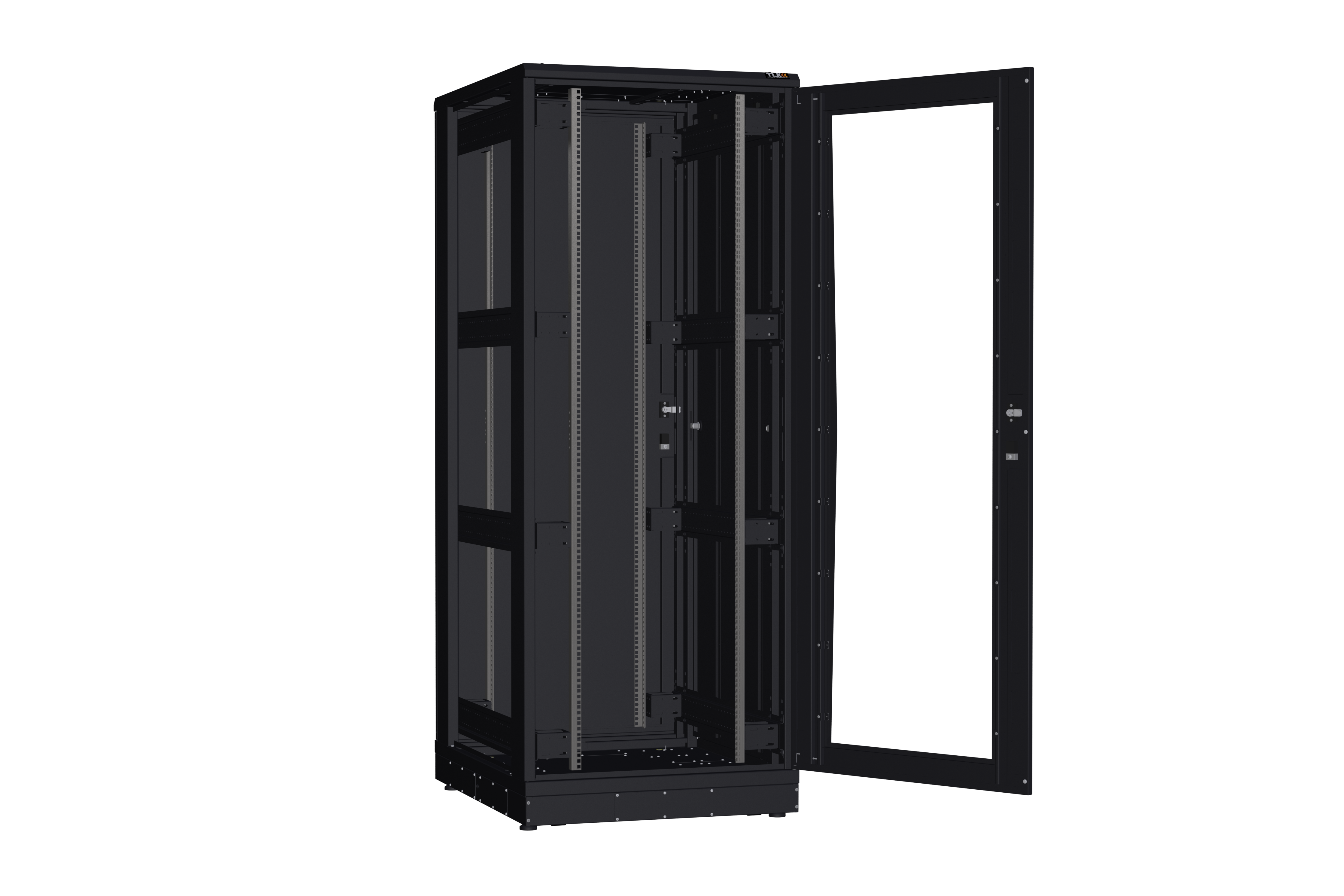 Напольный шкаф NIKOMAX серии TFR-R2 19", 42U, дверь со стеклом и металлическая, металлические стенки, Ш800хВ2010хГ1000мм, в разобранном виде, черный — фото