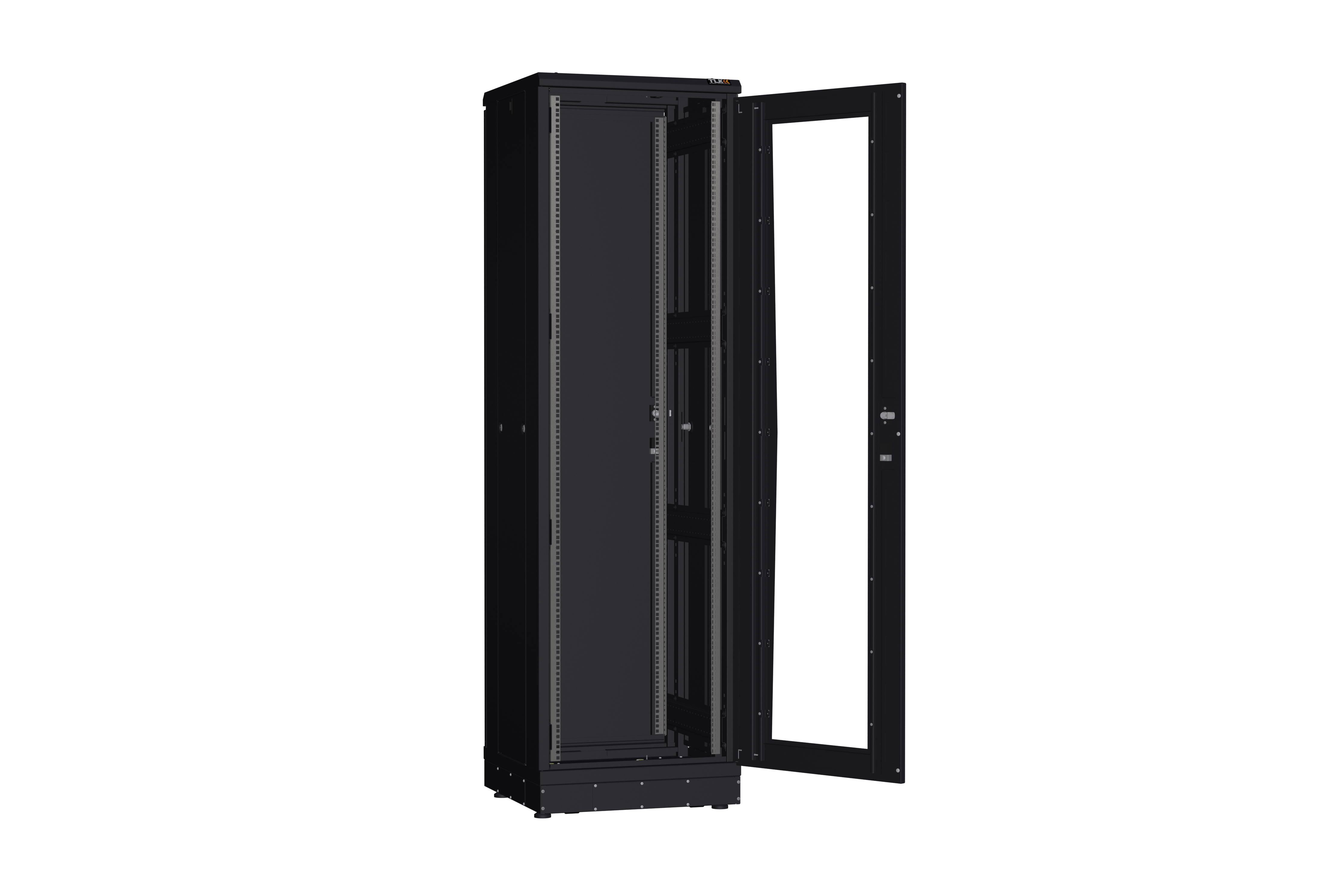 Напольный шкаф NIKOMAX серии TFR-R2 19", 42U, дверь со стеклом и металлическая, металлические стенки, Ш600хВ2010хГ600мм, в разобранном виде, черный — фото