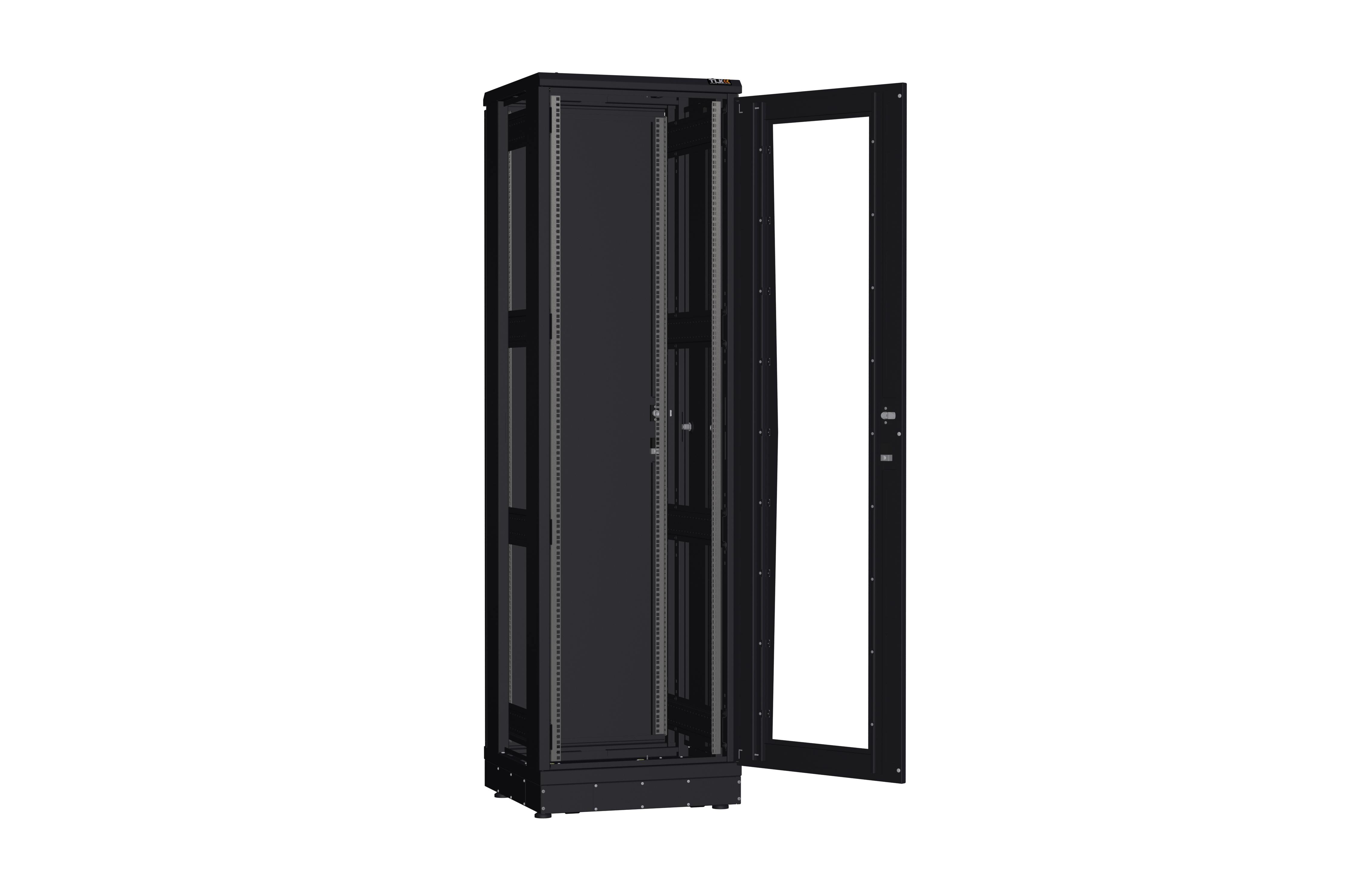 Напольный шкаф NIKOMAX серии TFR-R2 19", 42U, дверь со стеклом и металлическая, металлические стенки, Ш600хВ2010хГ600мм, в разобранном виде, черный — фото