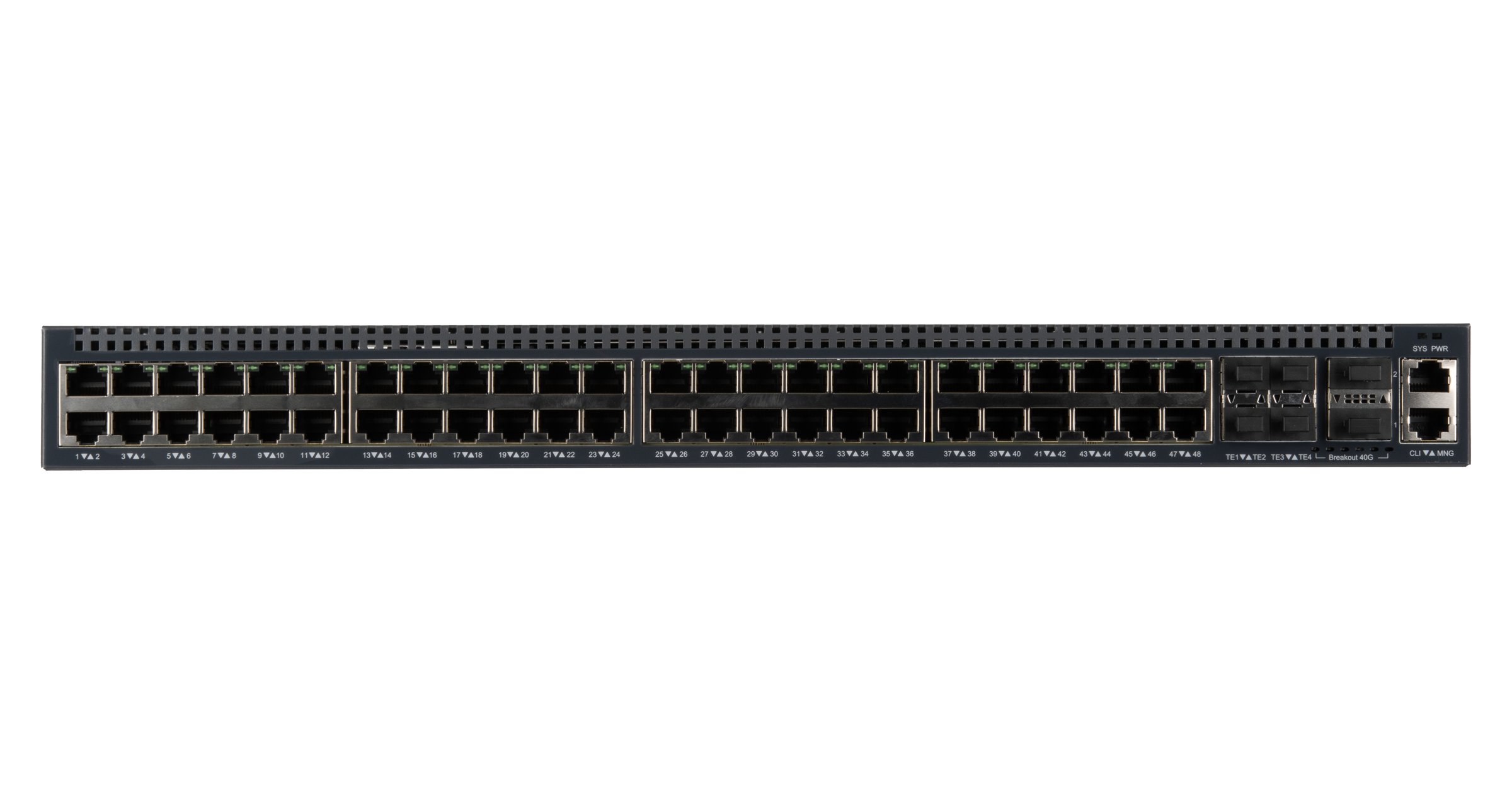 Управляемый коммутатор L3 NIKOMAX, Stack, 48*1/2.5 Гбит/с BaseT, 4*1/10Гбит/с SFP+, 2*40Гбит/с QSFP+, 2*блока питания — фото