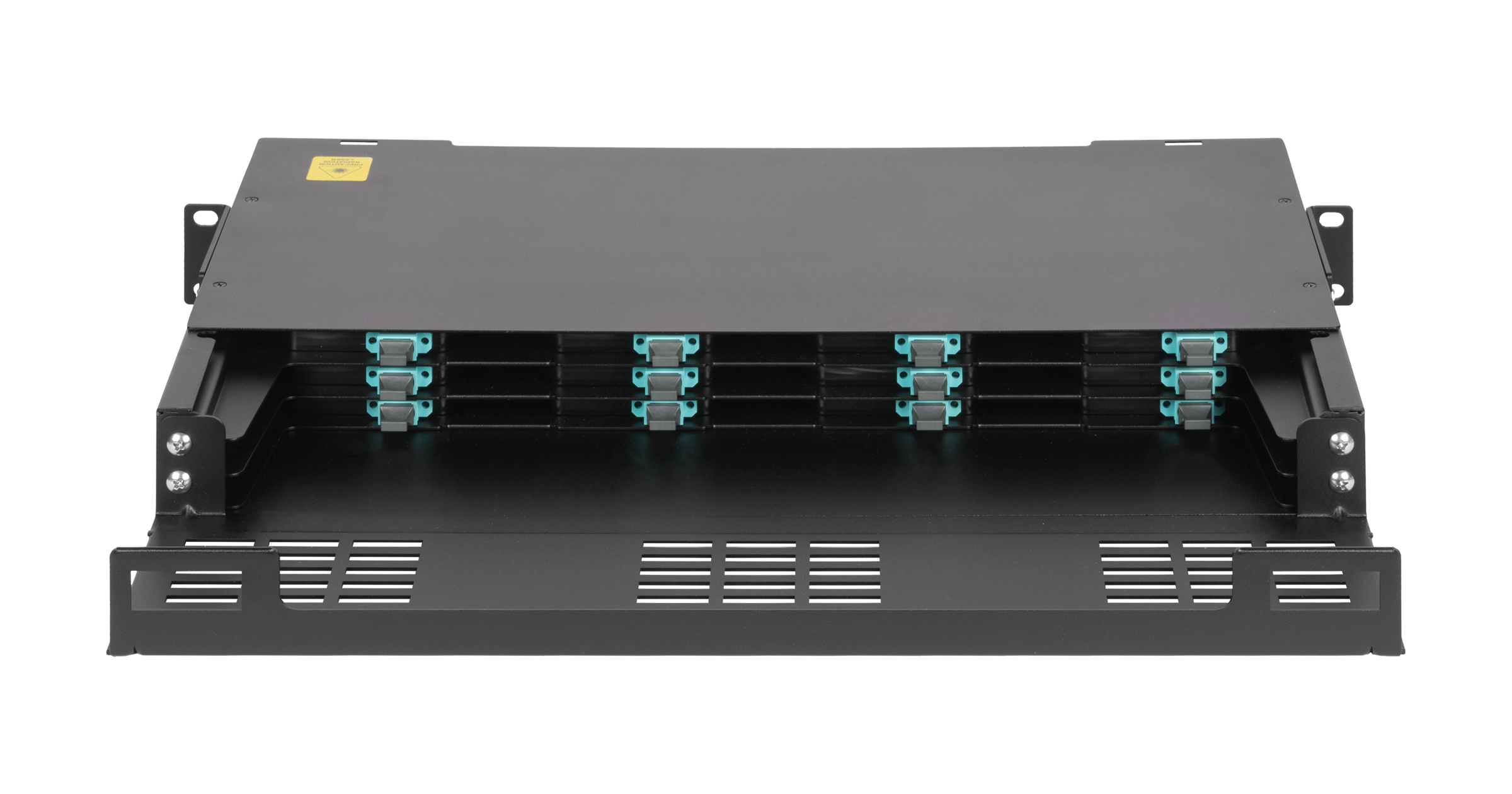 Оптический кросс 19" MTP/MPO, кассетный, 12 слотов под кассетные модули CT, выдвижной, черный — фото