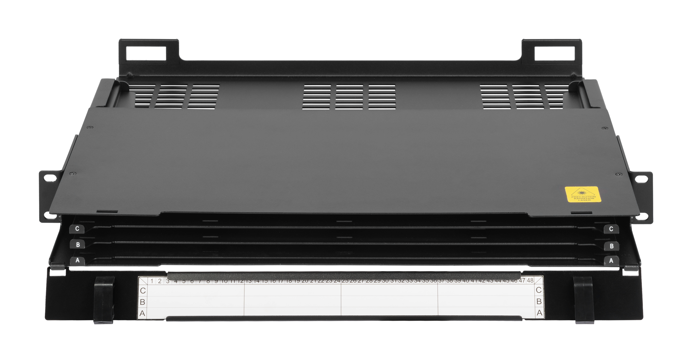 Оптический кросс 19" MTP/MPO, кассетный, 12 слотов под кассетные модули CT, выдвижной, черный — фото