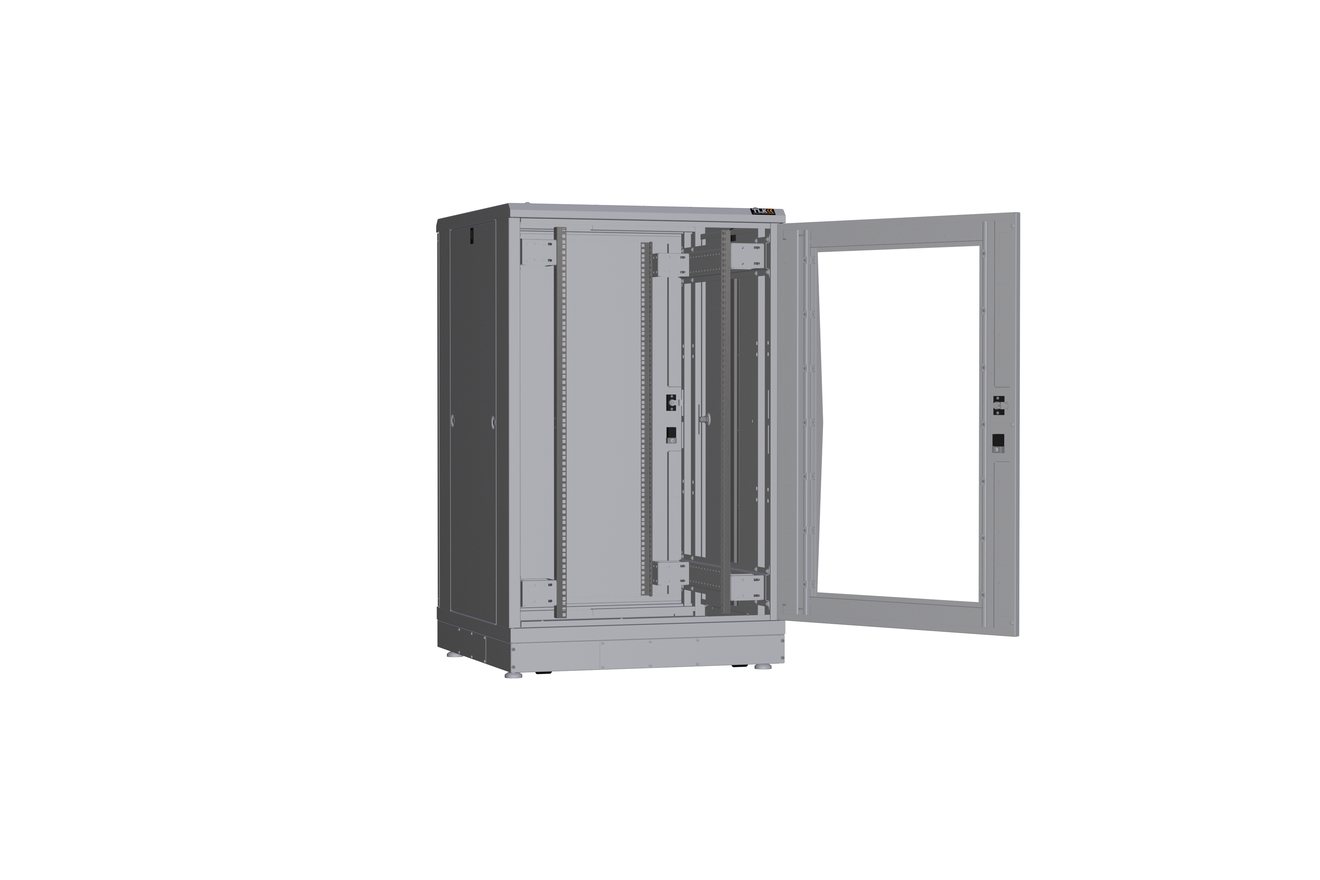 Напольный шкаф NIKOMAX серии TFR-R2 19", 24U, дверь со стеклом и металлическая, металлические стенки, Ш800хВ1280хГ800мм, в разобранном виде, серый — фото