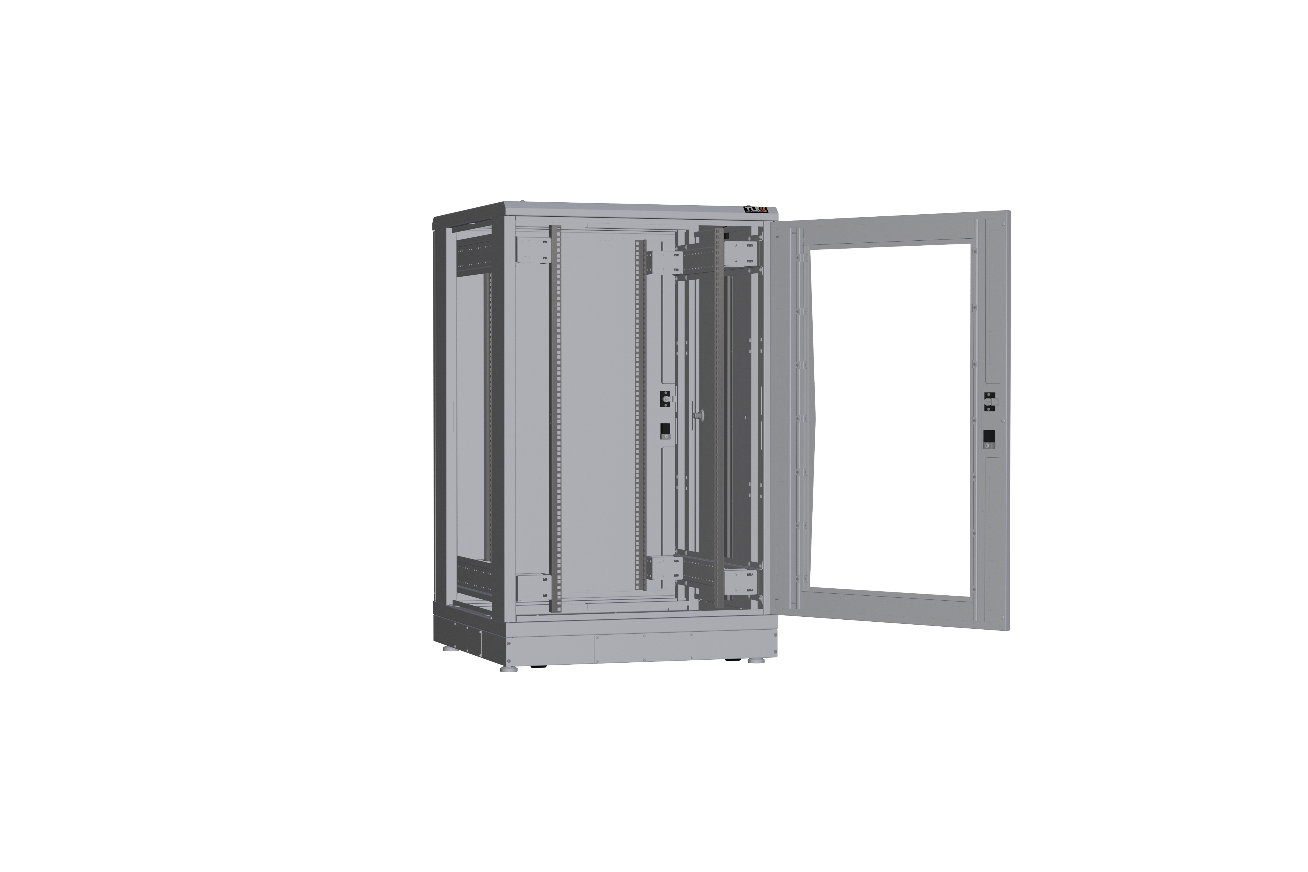 Напольный шкаф NIKOMAX серии TFR-R2 19", 24U, дверь со стеклом и металлическая, металлические стенки, Ш800хВ1280хГ800мм, в разобранном виде, серый — фото