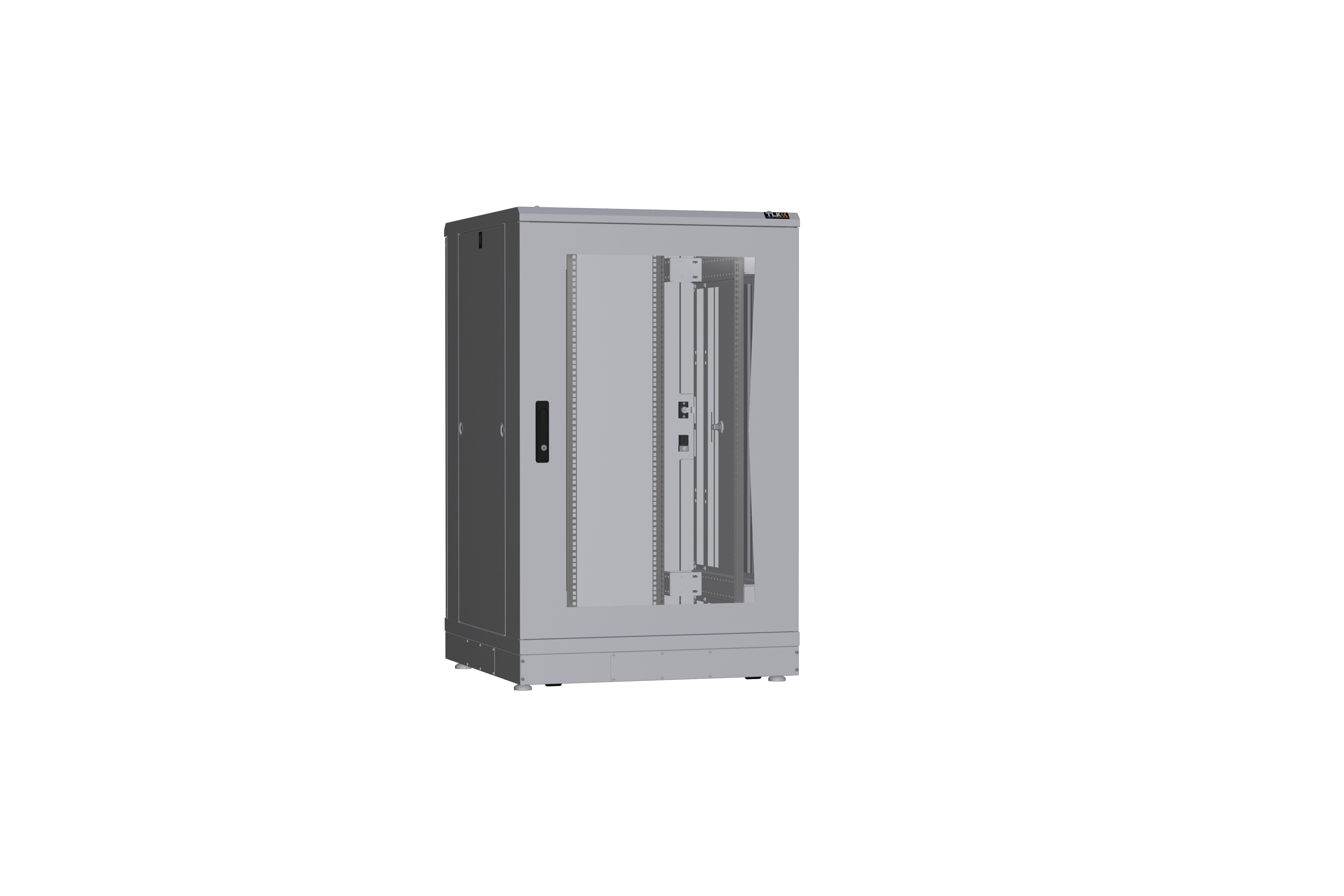 Напольный шкаф NIKOMAX серии TFR-R2 19", 24U, дверь со стеклом и металлическая, металлические стенки, Ш800хВ1280хГ800мм, в разобранном виде, серый — фото