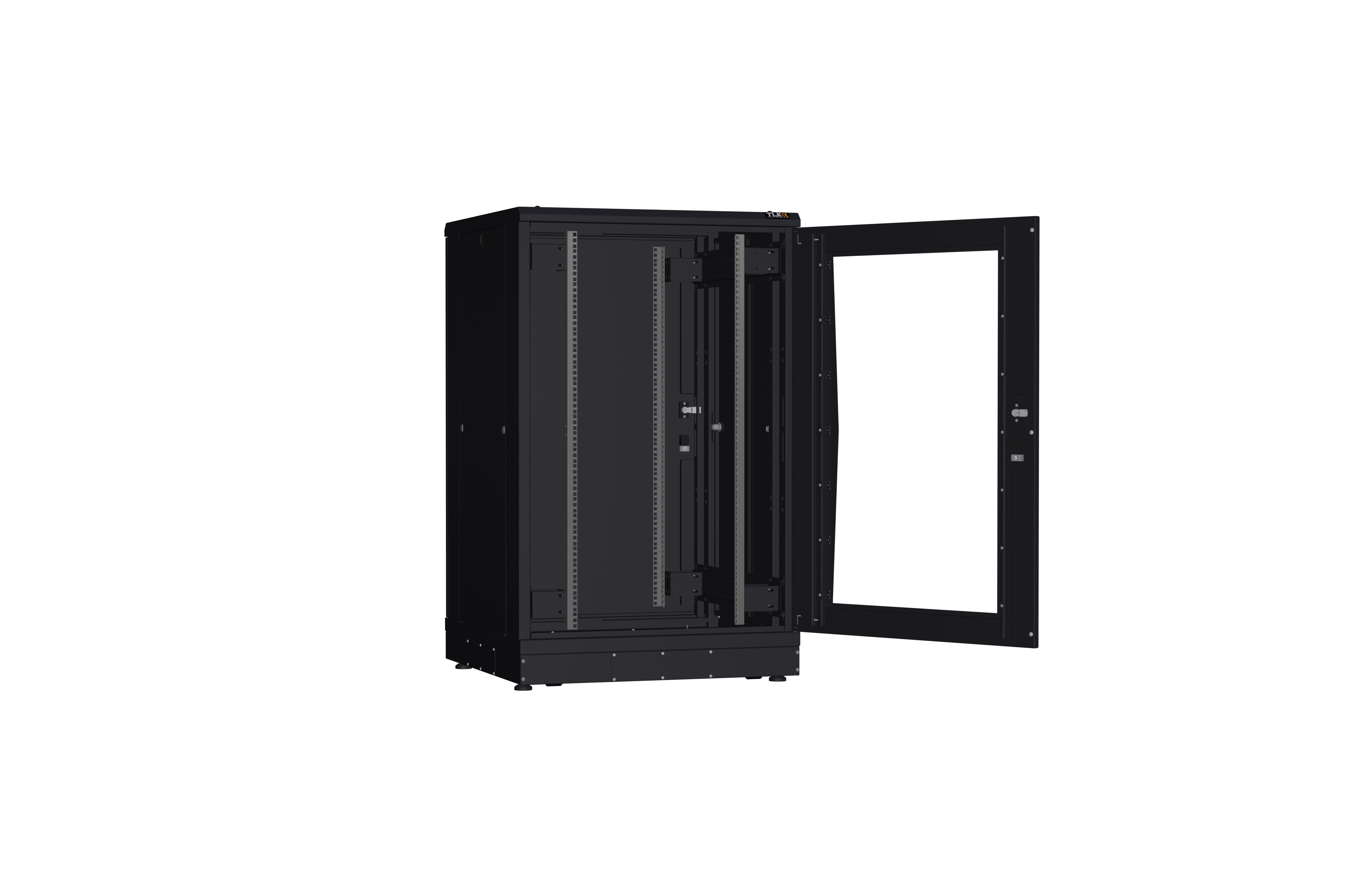 Напольный шкаф NIKOMAX серии TFR-R2 19", 24U, дверь со стеклом и металлическая, металлические стенки, Ш800хВ1280хГ800мм, в разобранном виде, черный — фото