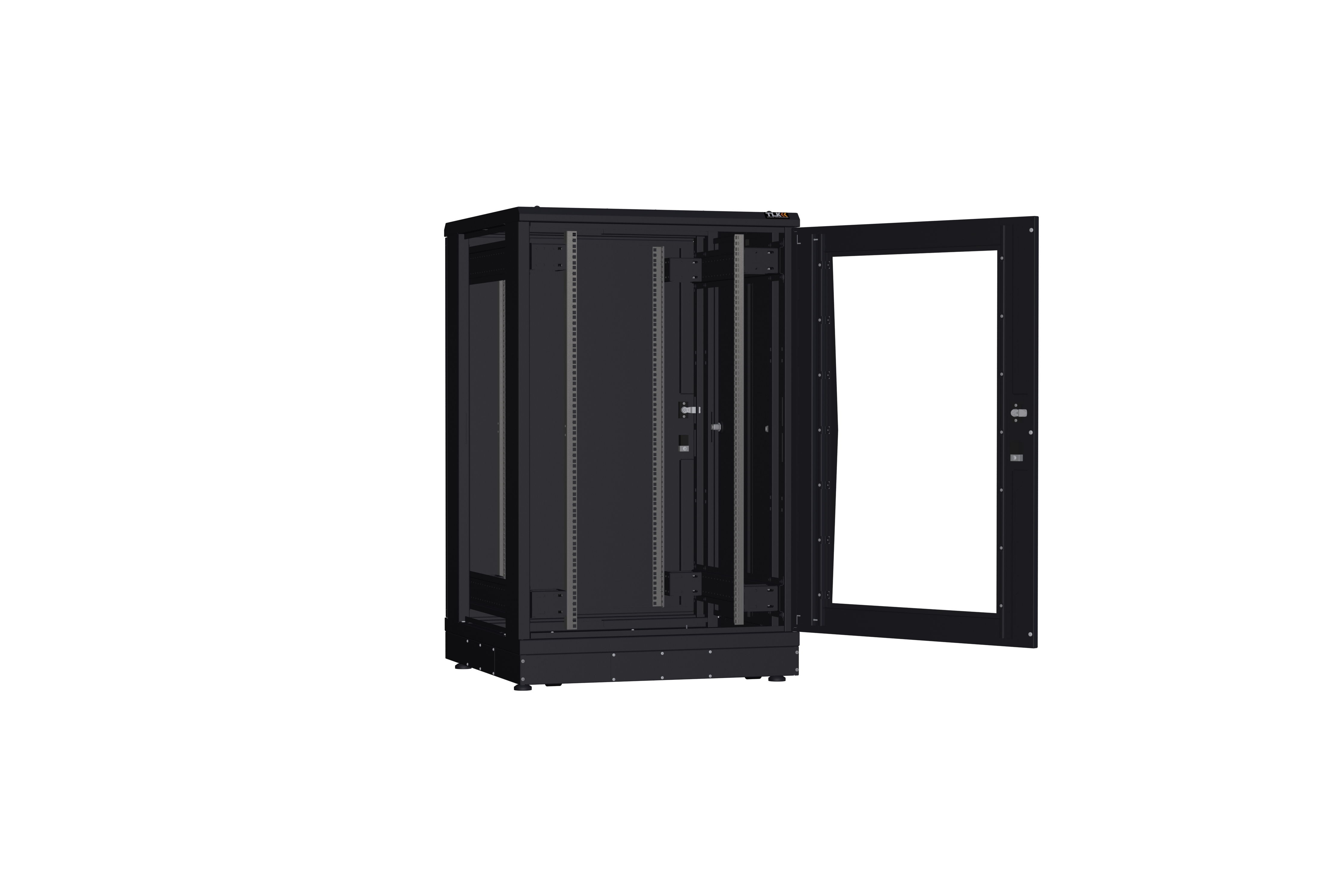 Напольный шкаф NIKOMAX серии TFR-R2 19", 24U, дверь со стеклом и металлическая, металлические стенки, Ш800хВ1280хГ800мм, в разобранном виде, черный — фото