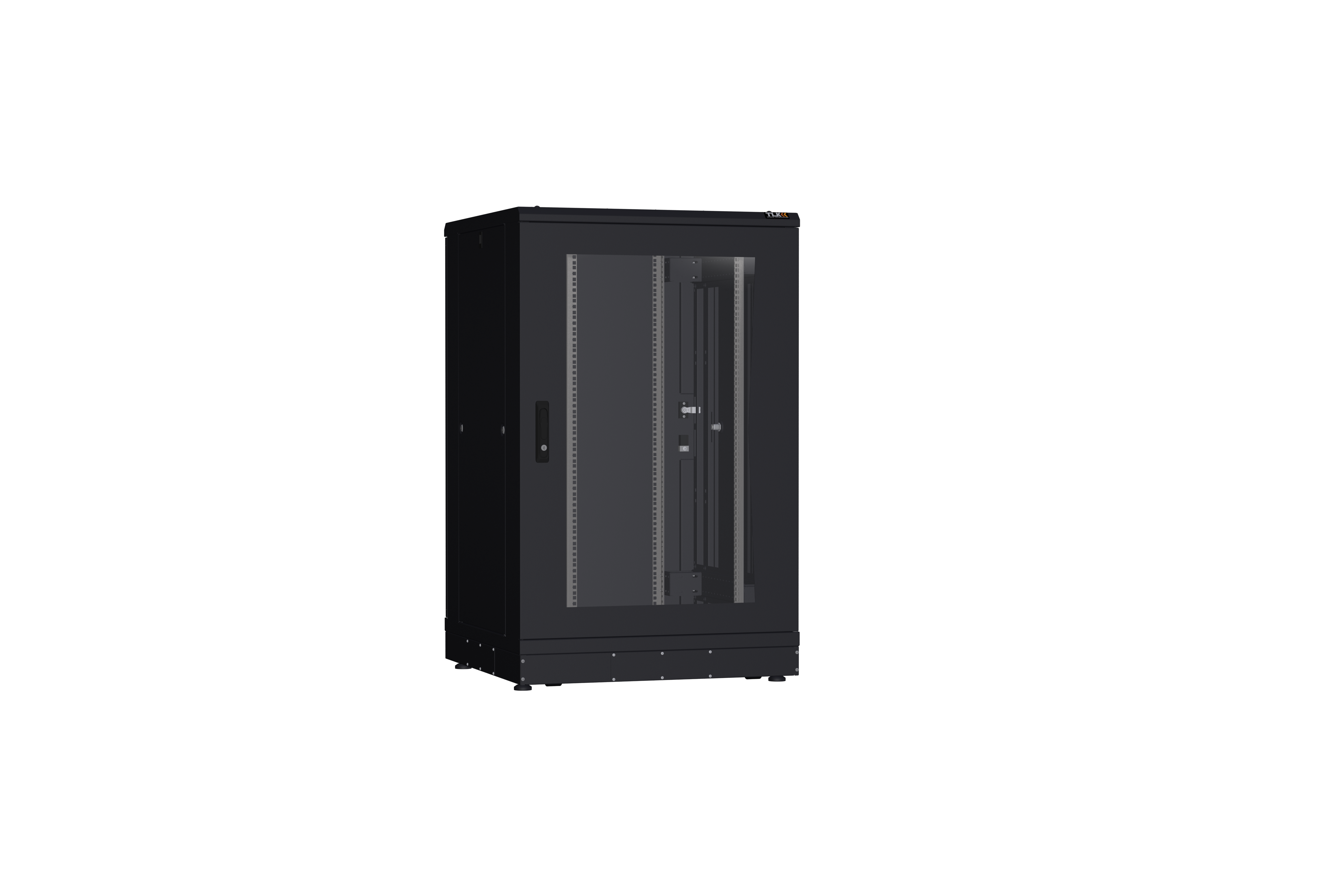Напольный шкаф NIKOMAX серии TFR-R2 19", 24U, дверь со стеклом и металлическая, металлические стенки, Ш800хВ1280хГ800мм, в разобранном виде, черный — фото