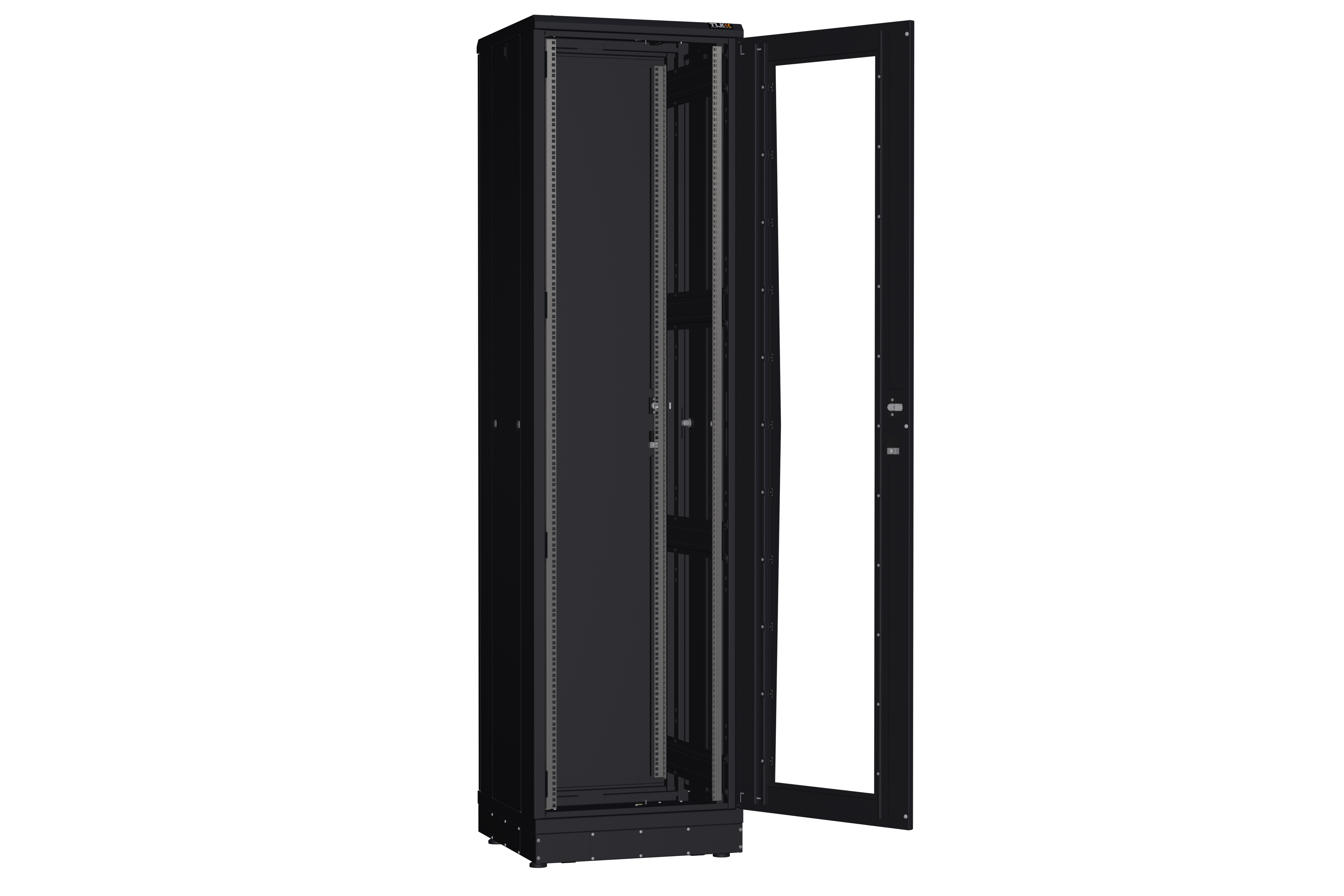 Напольный шкаф NIKOMAX серии TFR-R2 19", 47U, дверь со стеклом и металлическая, металлические стенки, Ш600хВ2232хГ600мм, в разобранном виде, черный — фото
