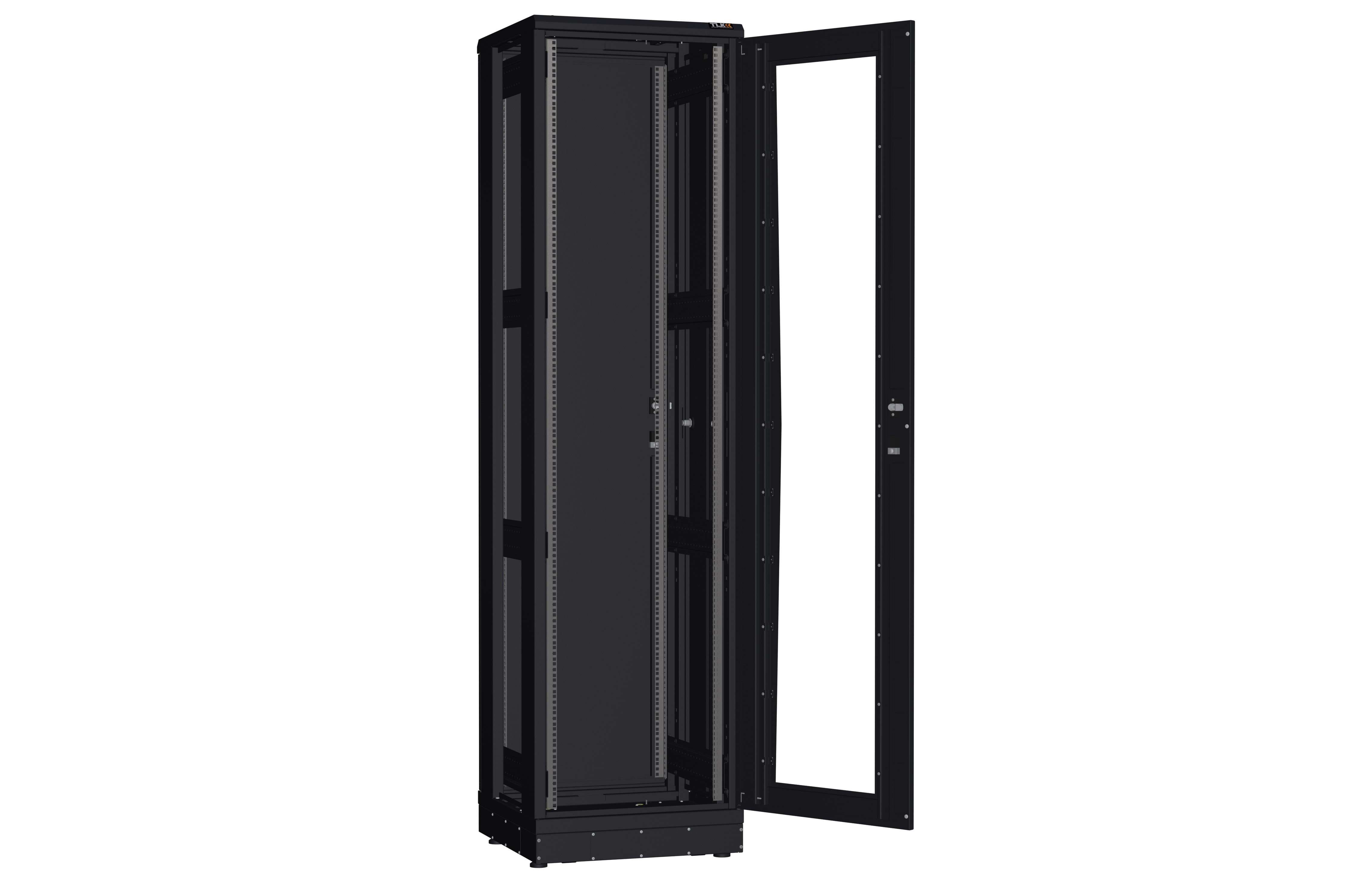 Напольный шкаф NIKOMAX серии TFR-R2 19", 47U, дверь со стеклом и металлическая, металлические стенки, Ш600хВ2232хГ600мм, в разобранном виде, черный — фото