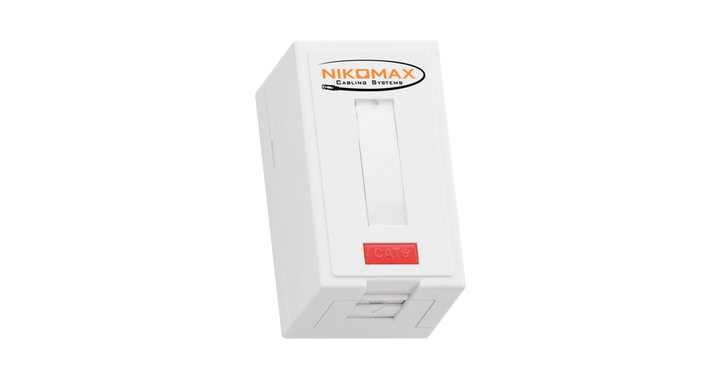 Корпус настенной розетки NIKOMAX, 1 порт, под модули-вставки типа Keystone, со шторкой, белый — фото