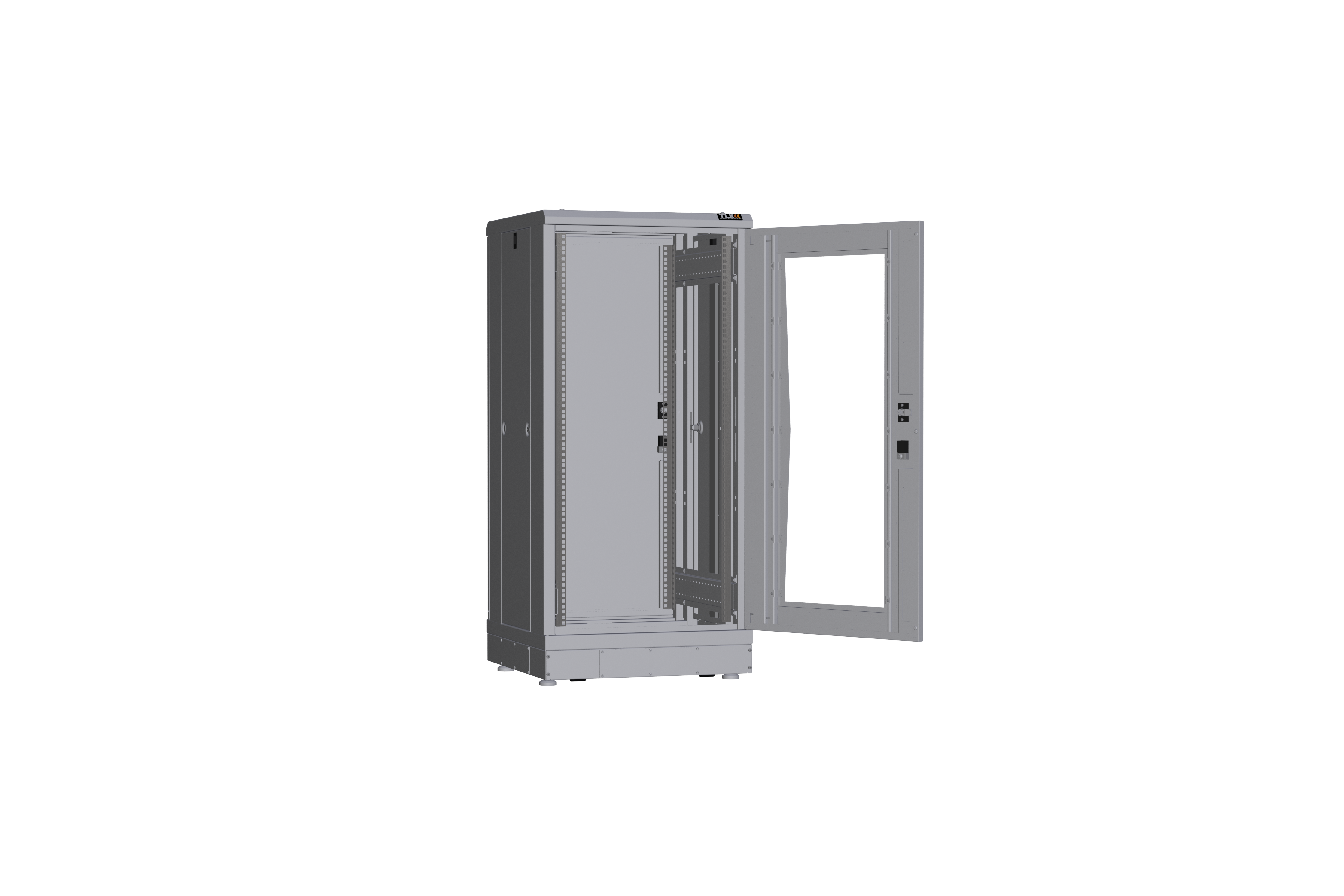 Напольный шкаф NIKOMAX серии TFR-R2 19", 24U, дверь со стеклом и металлическая, металлические стенки, Ш600хВ1280хГ600мм, в разобранном виде, серый — фото