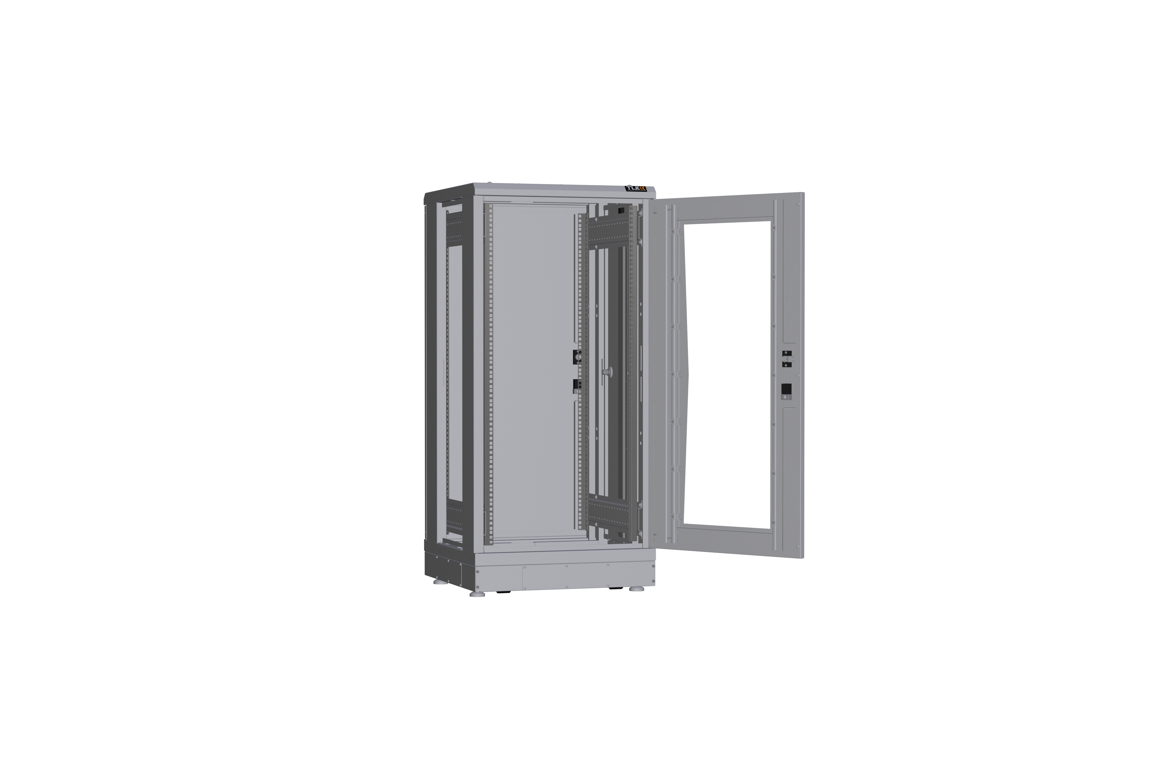 Напольный шкаф NIKOMAX серии TFR-R2 19", 24U, дверь со стеклом и металлическая, металлические стенки, Ш600хВ1280хГ600мм, в разобранном виде, серый — фото