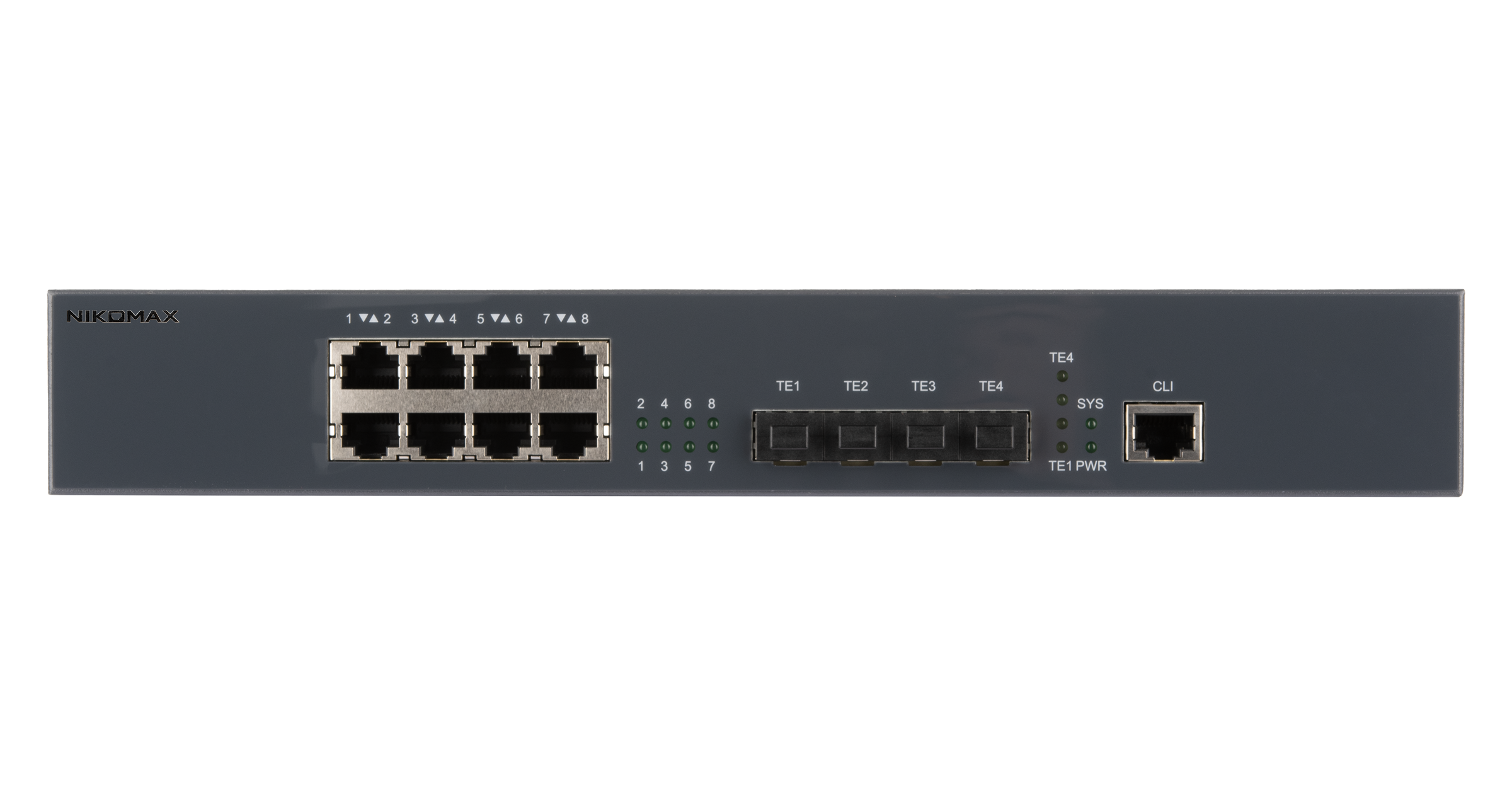 Управляемый коммутатор L3 NIKOMAX, Stack, 8*1/2.5 Гбит/с BaseT, 4*1/10Гбит/с SFP+, 1*блок питания — фото